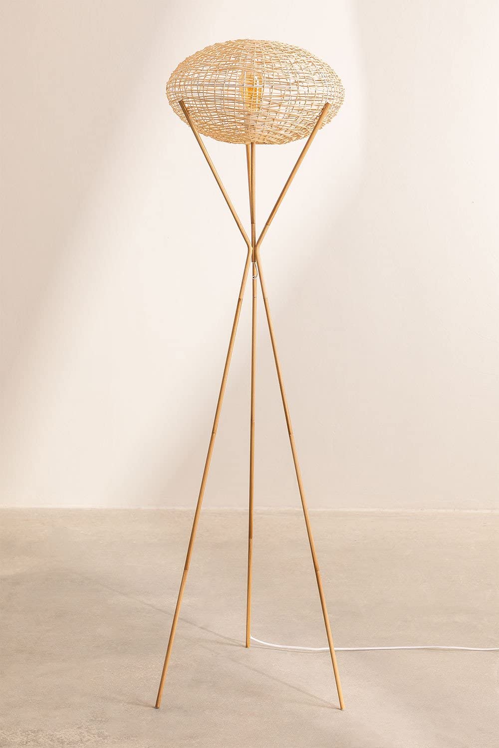 Sklum Xauron Lampada da Terra Rattan Naturale