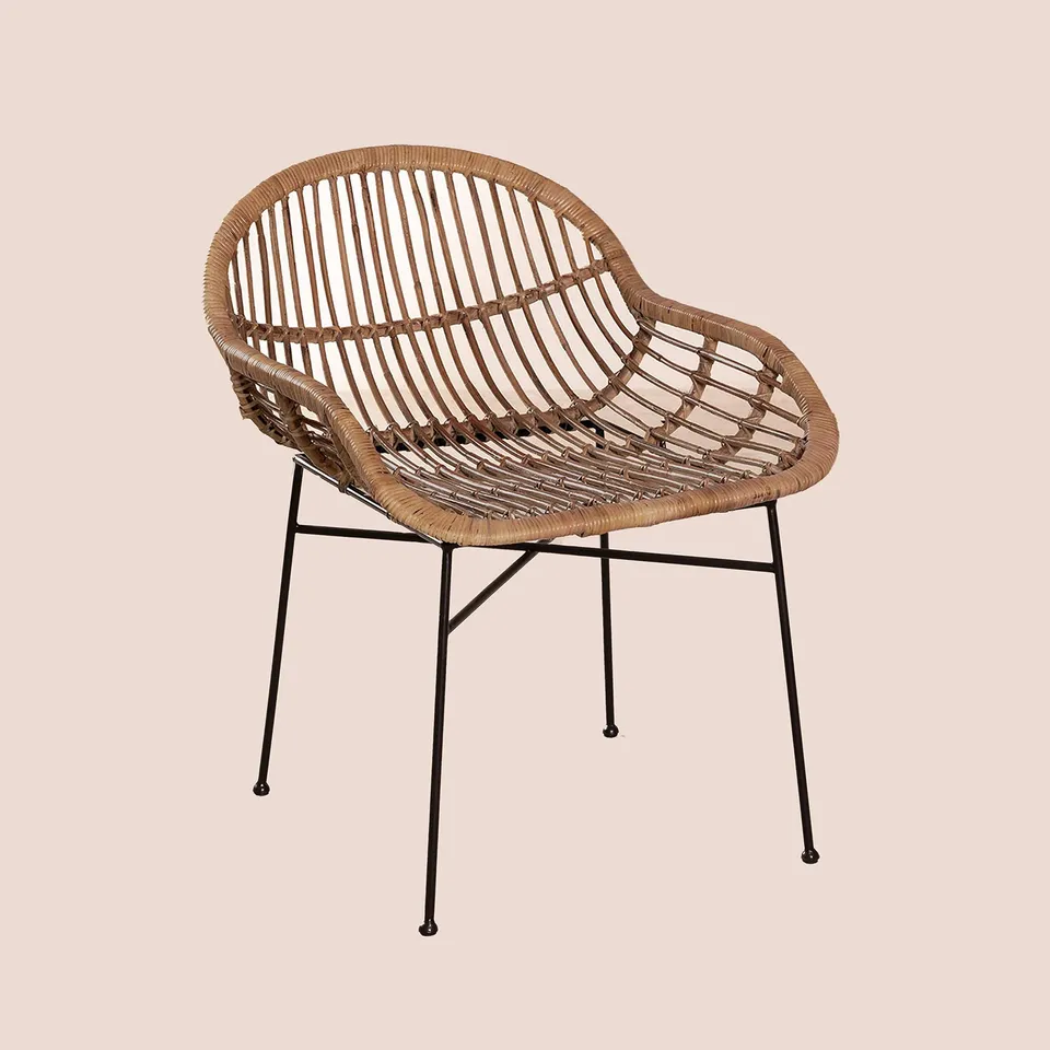 Sklum Nesse sedia da pranzo in rattan marrone