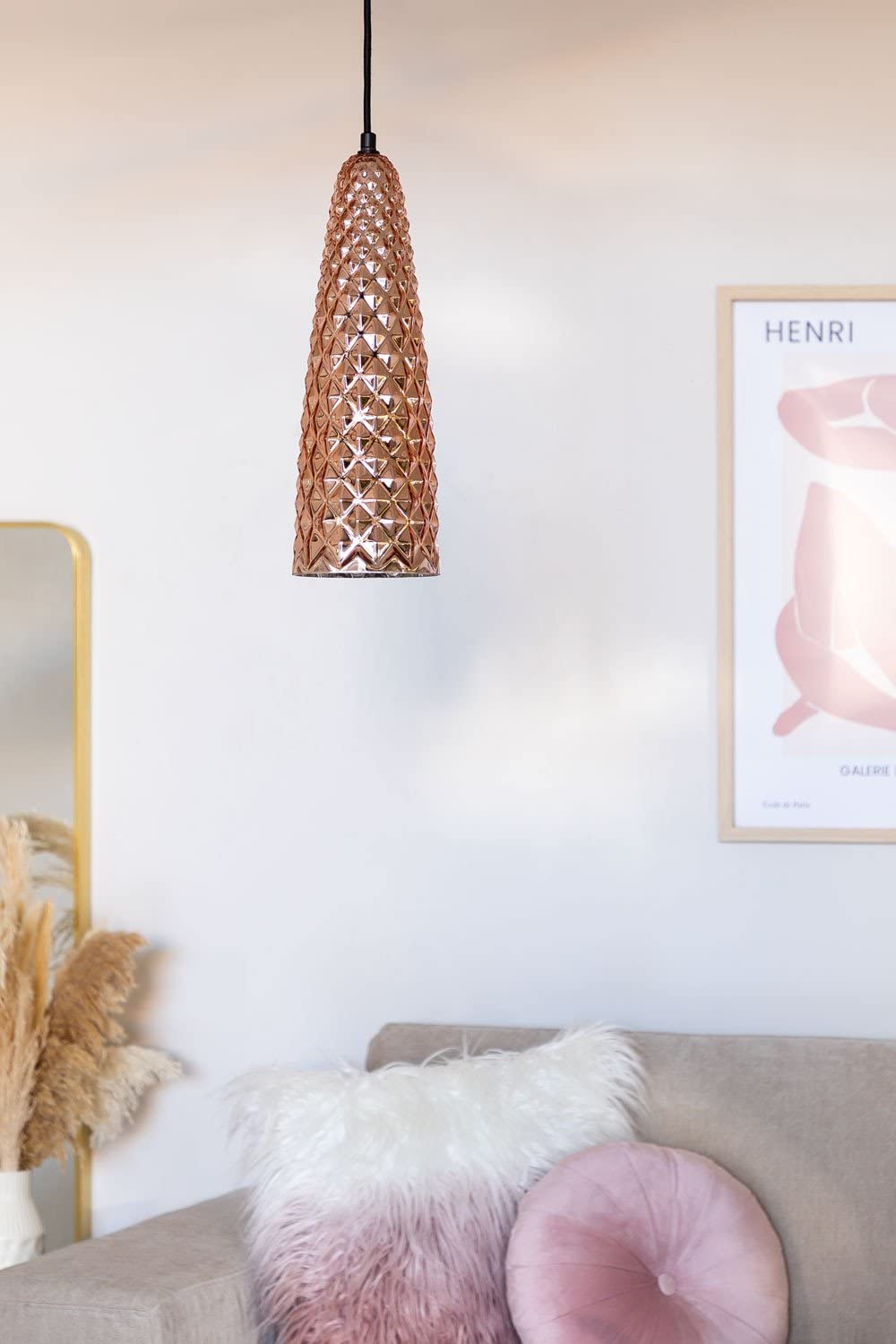 Sklum Agbar lampada a sospensione oro rosa in vetro