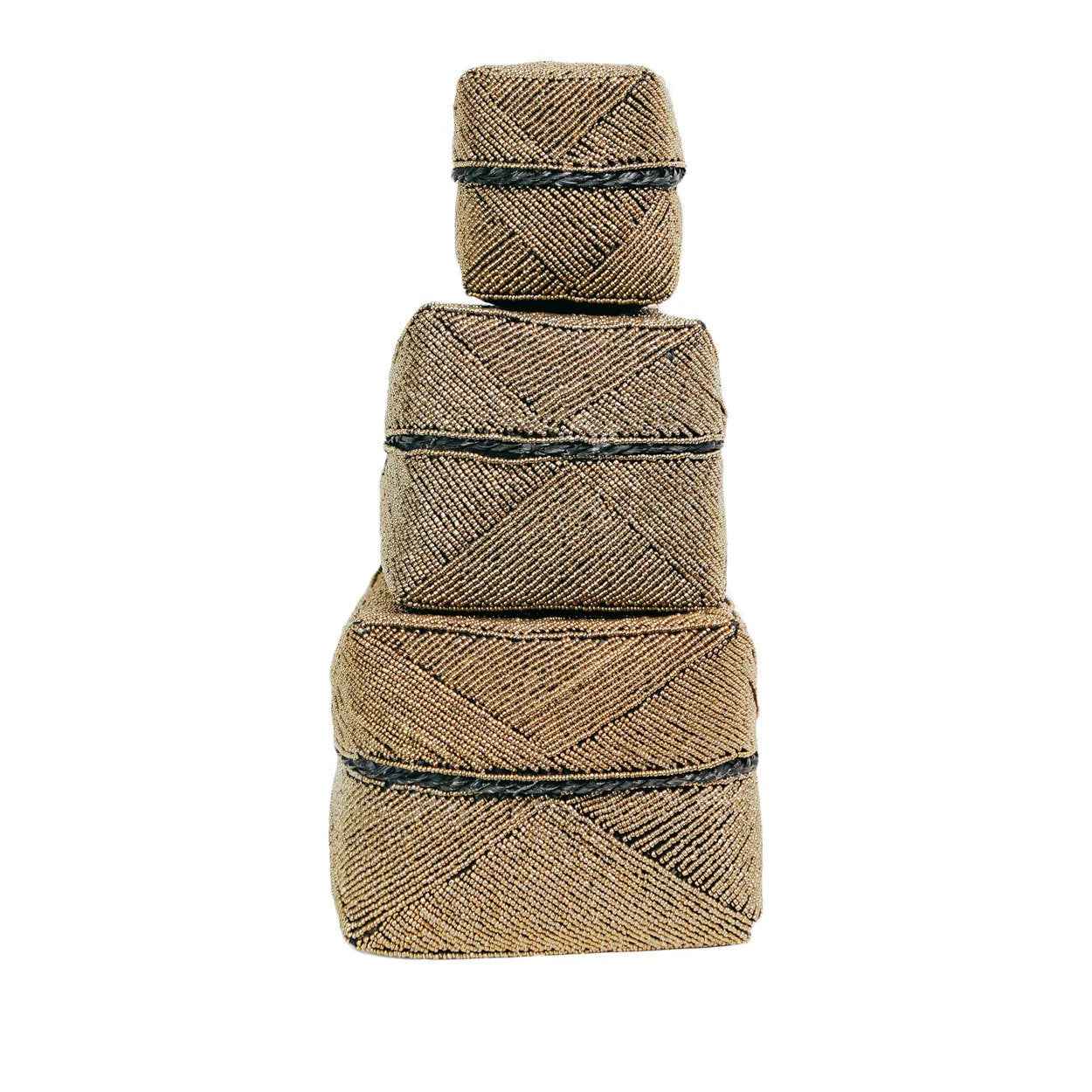 Bambua The Beaded Basket cestino oro S