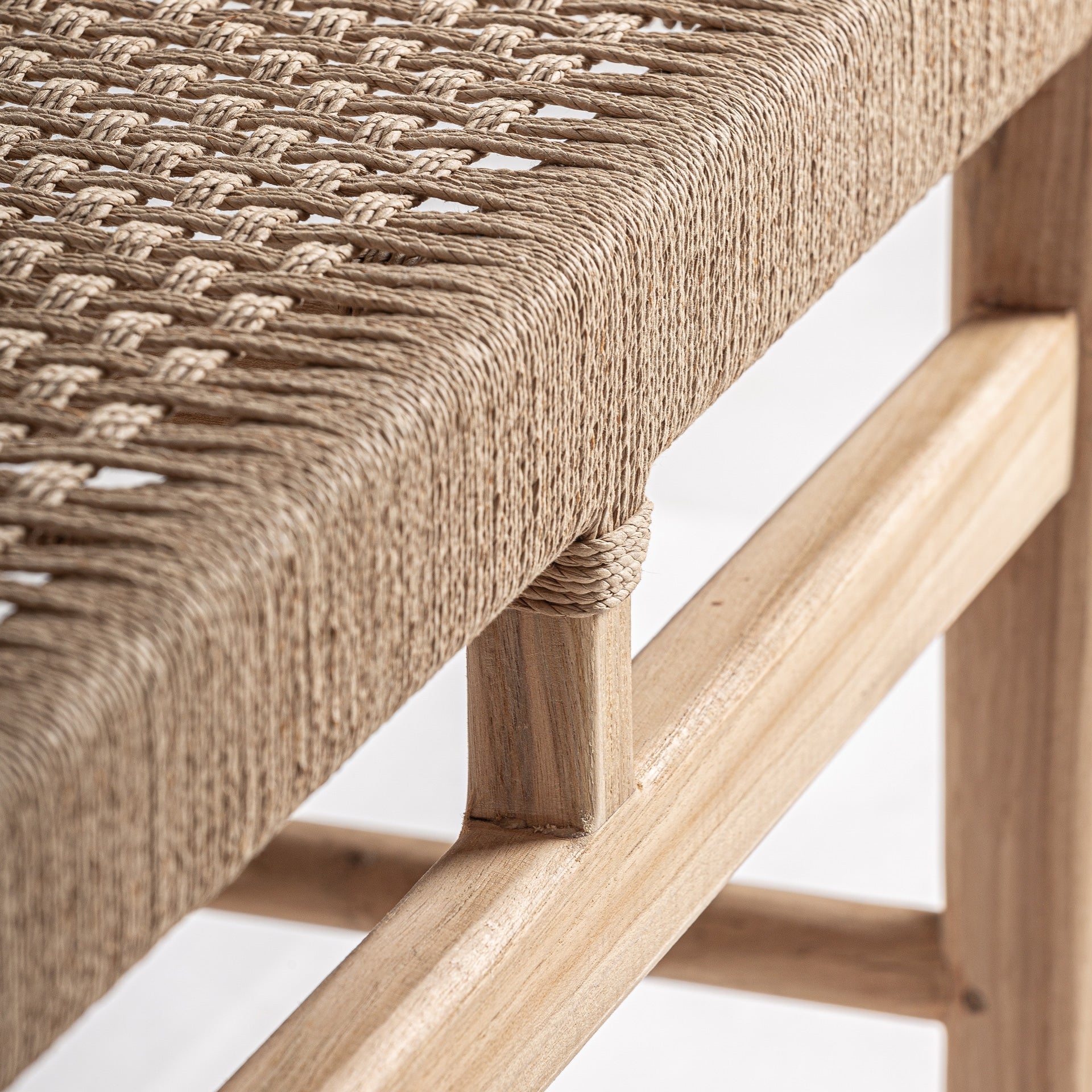 Bambua Caen Bench panca in teak e seagrass
