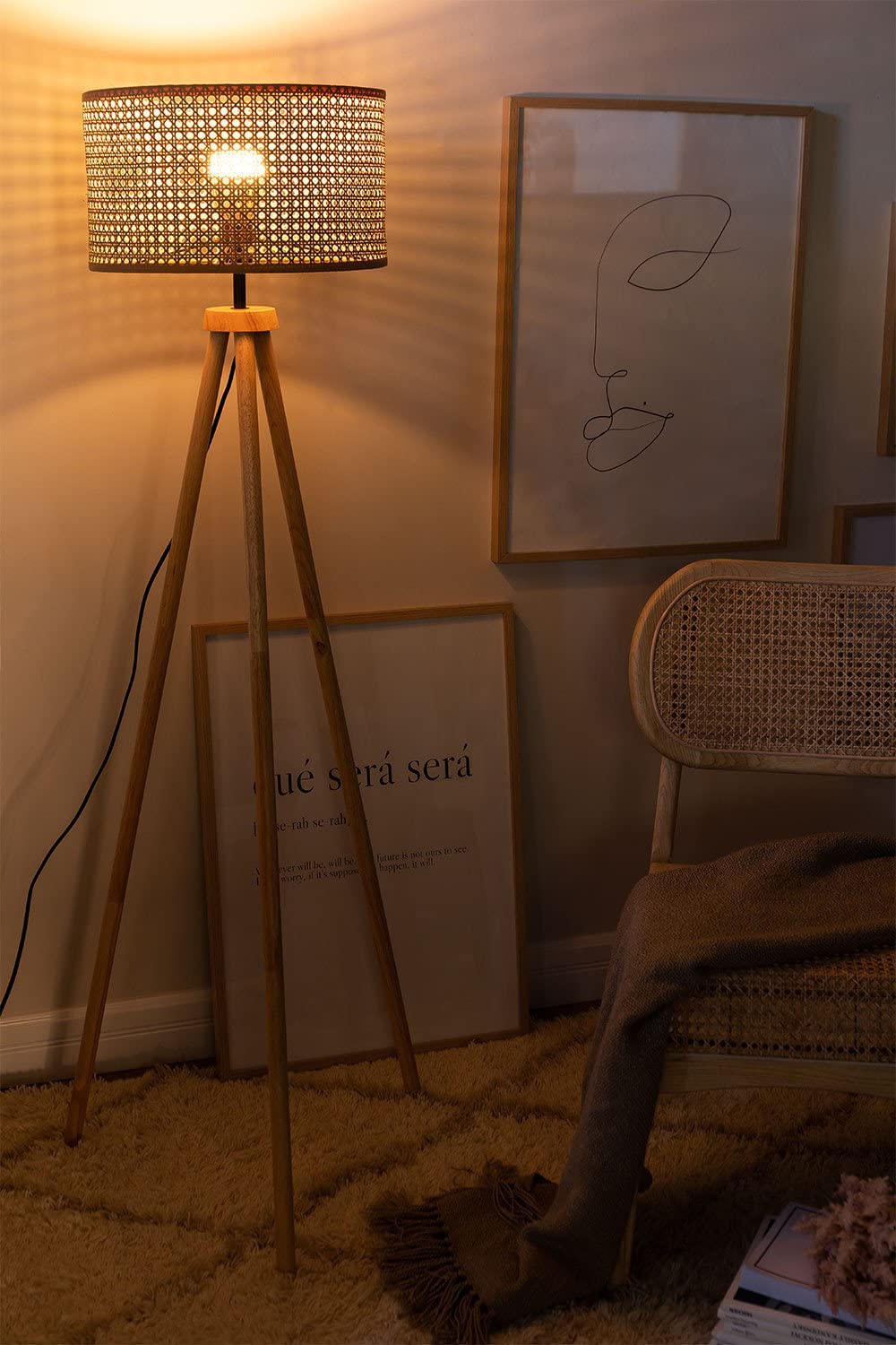 Sklum Serri lampada da terra rattan 150 cm E27