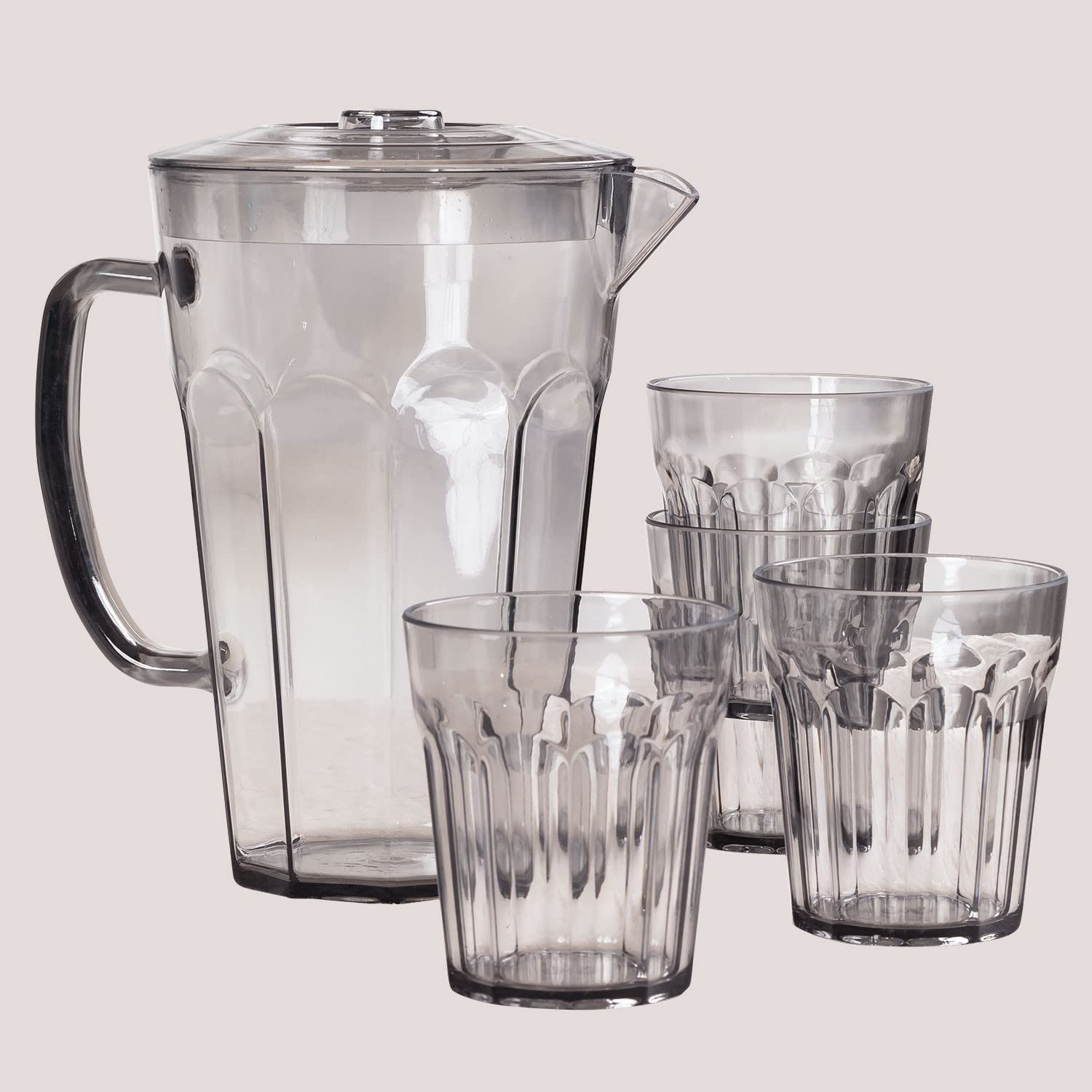 Sklum Brenda Caraffa 1,6L con 4 Bicchieri 35cl Grigio