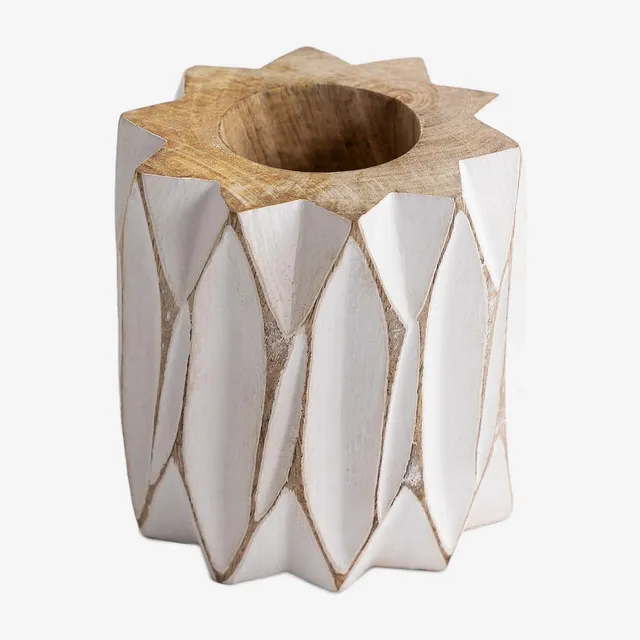Sklum Moura B vaso in legno di mango intagliato
