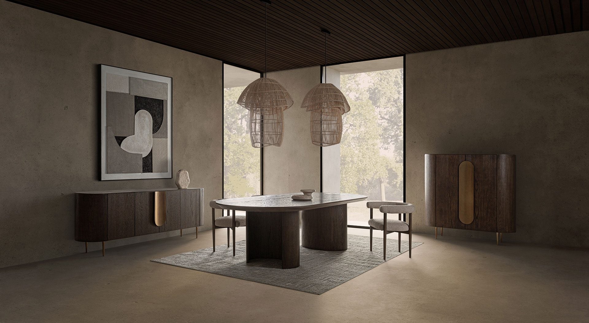 Bambua Treignac Tavolo Pranzo Ovale Rovere Scuro