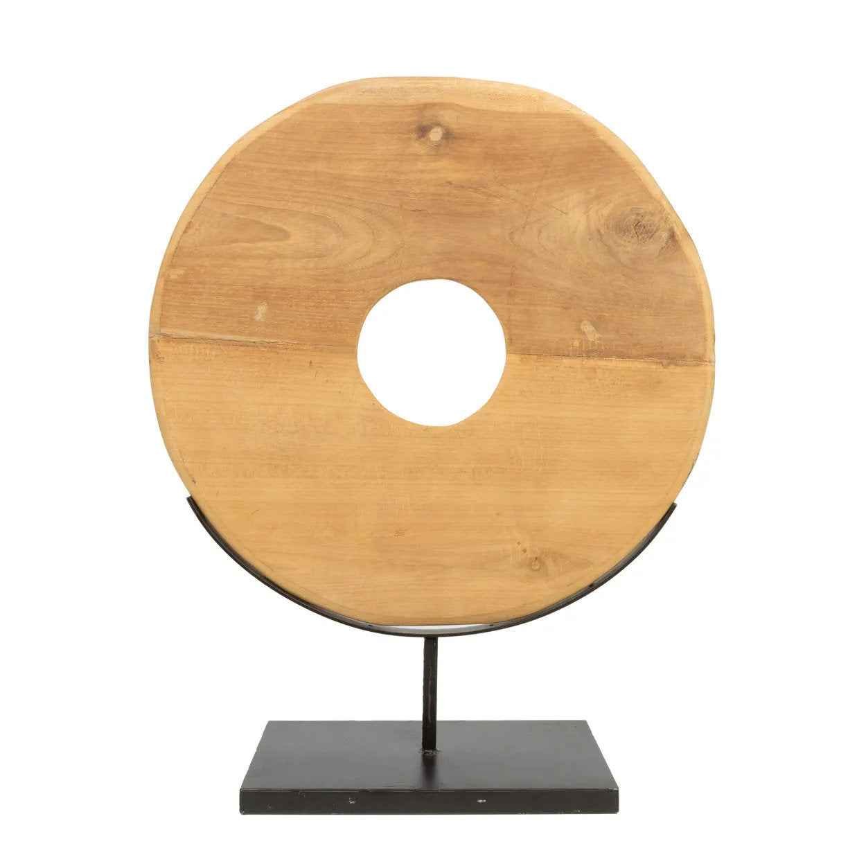 Bambua Teak Disc on Stand scultura legno L