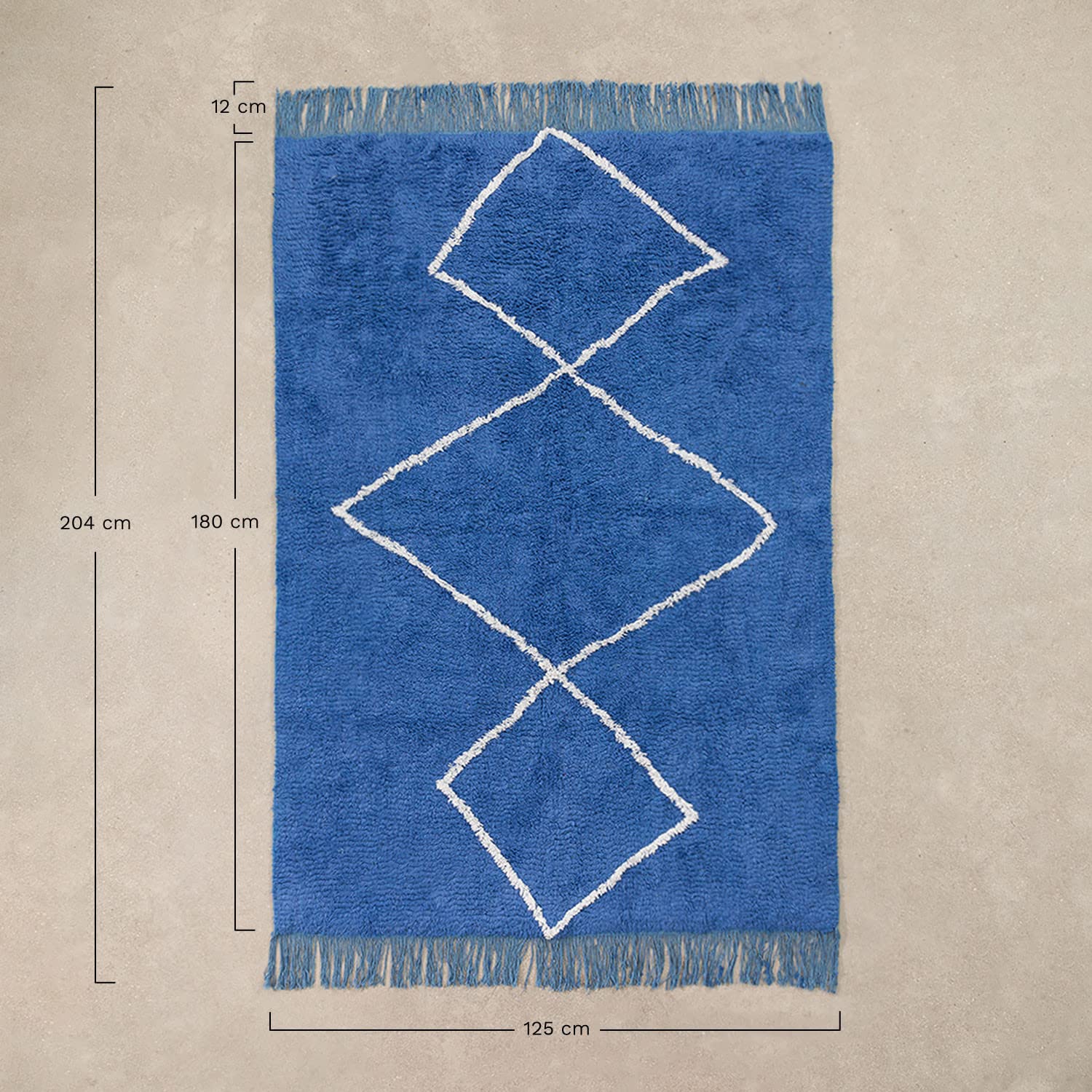 Sklum Vlü tappeto in cotone 204x125 cm blu niagara