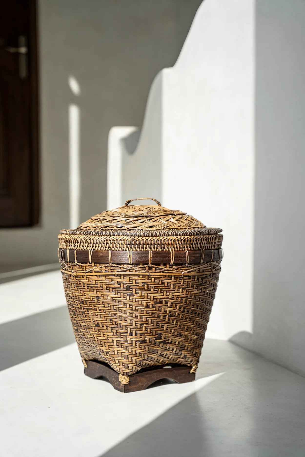 Bambua Colonial cesto rattan marrone naturale M