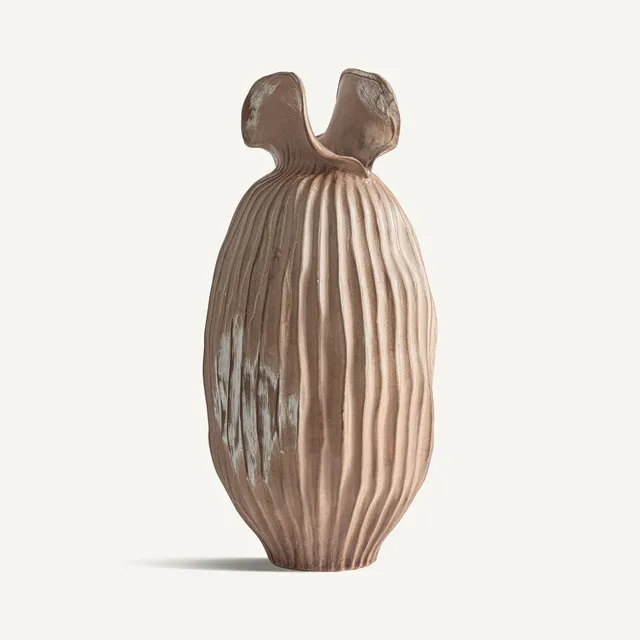 Bambua Lais vaso ceramica taupe costoluto