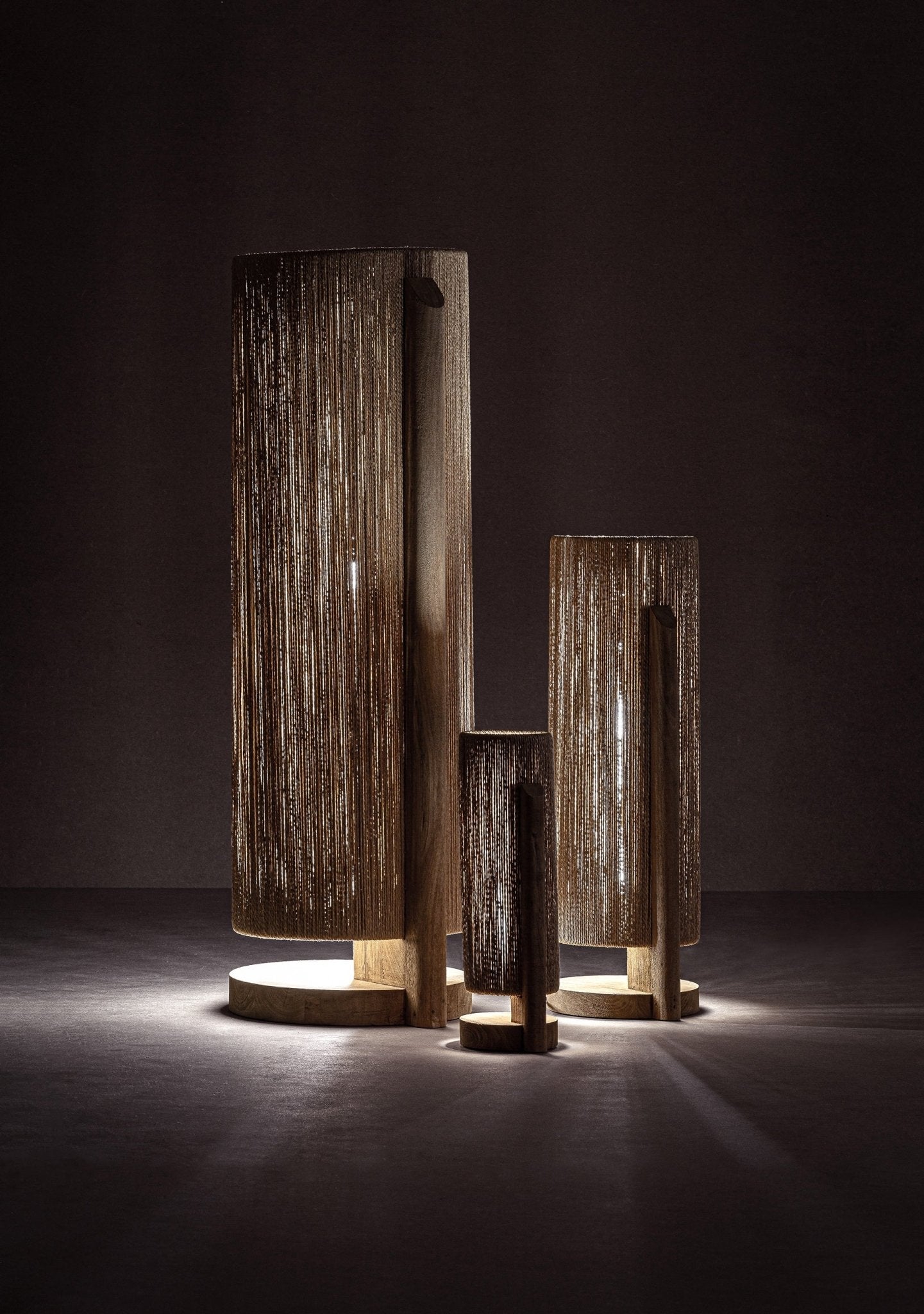 Bambua Jacquard Lampada da Tavolo in Legno e Rafia