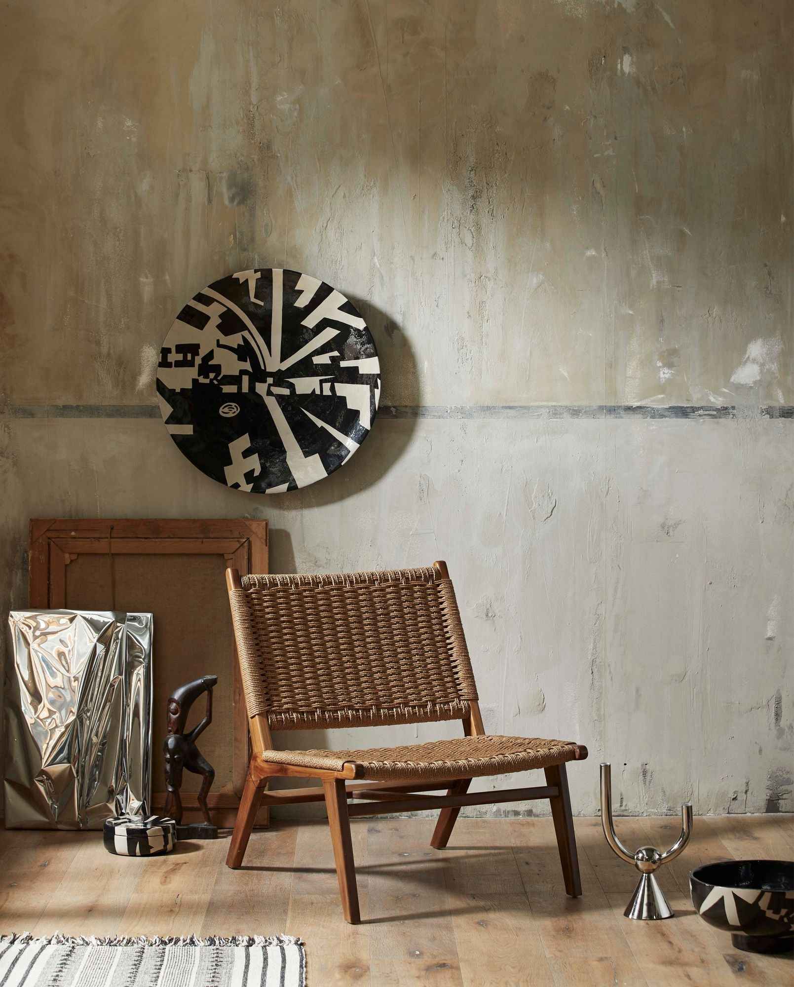 Bambua Lipsi Piatto Decorativo Nero/Beige L