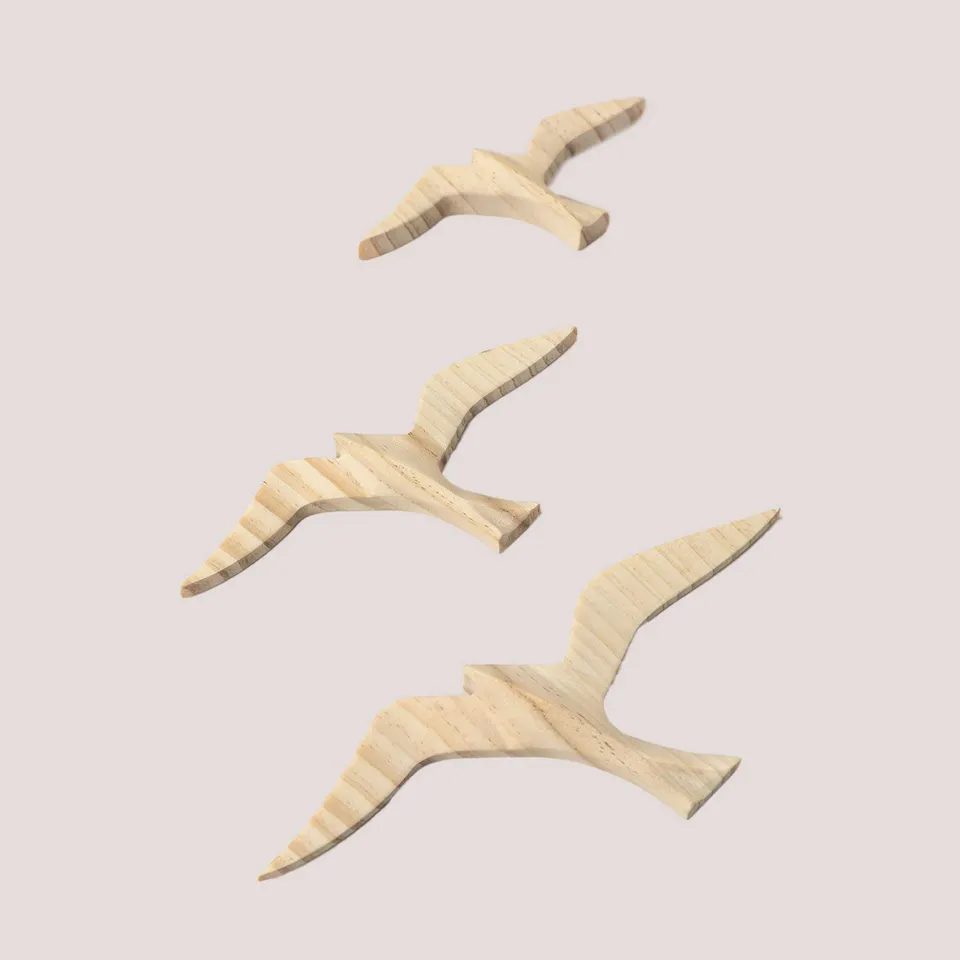 Sklum Juno set 3 figure decorative legno pino