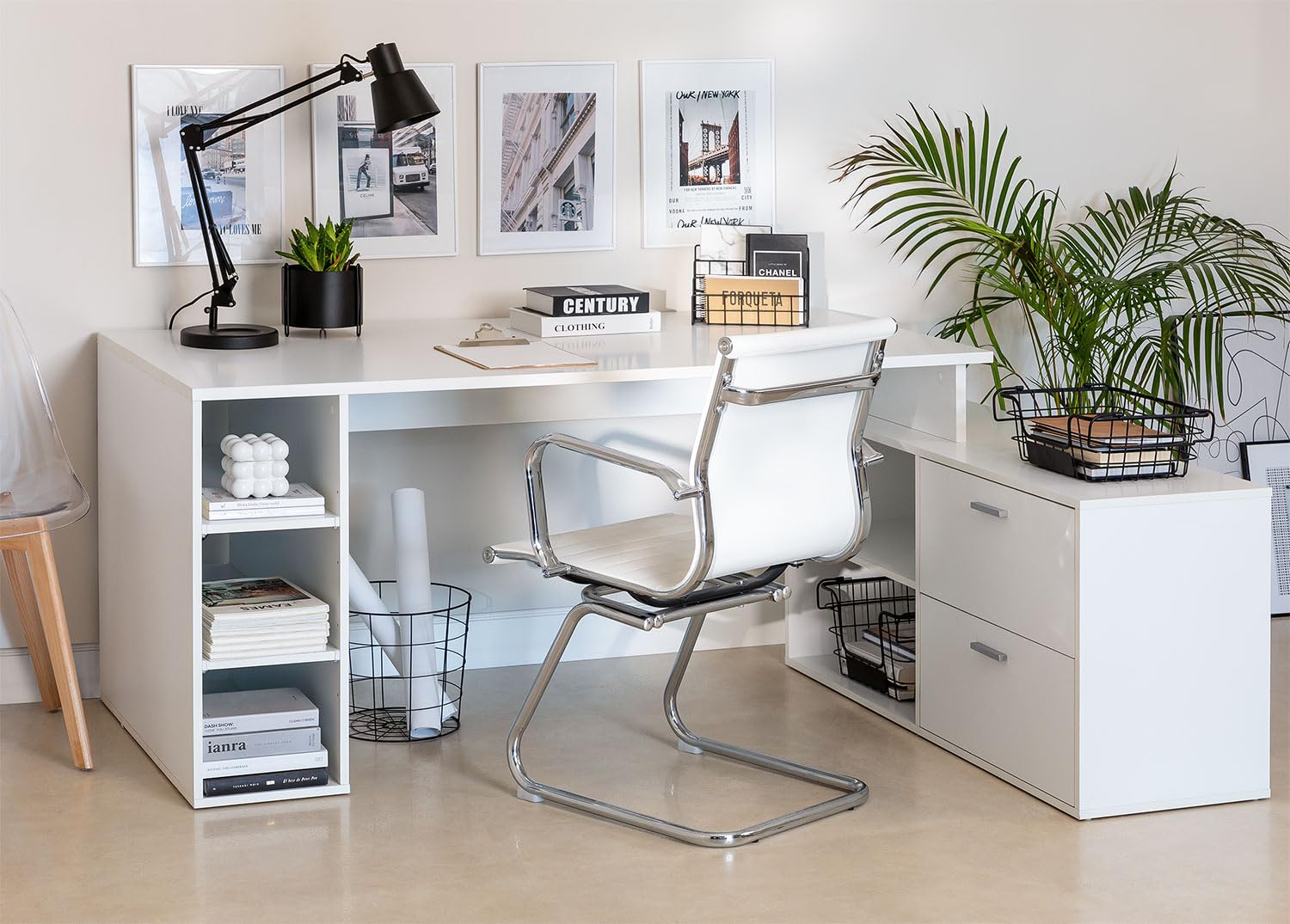 Sklum Taluk tavolo ufficio in legno bianco 182 cm