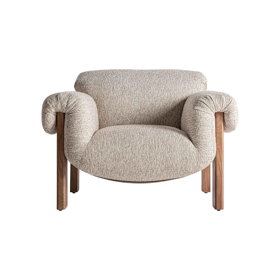 Bambua Uznach poltrona beige tessuto legno