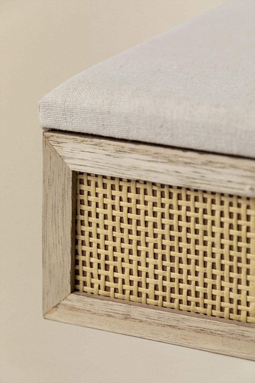 Sklum Afen scatola in legno beige lino 20x20x8 cm