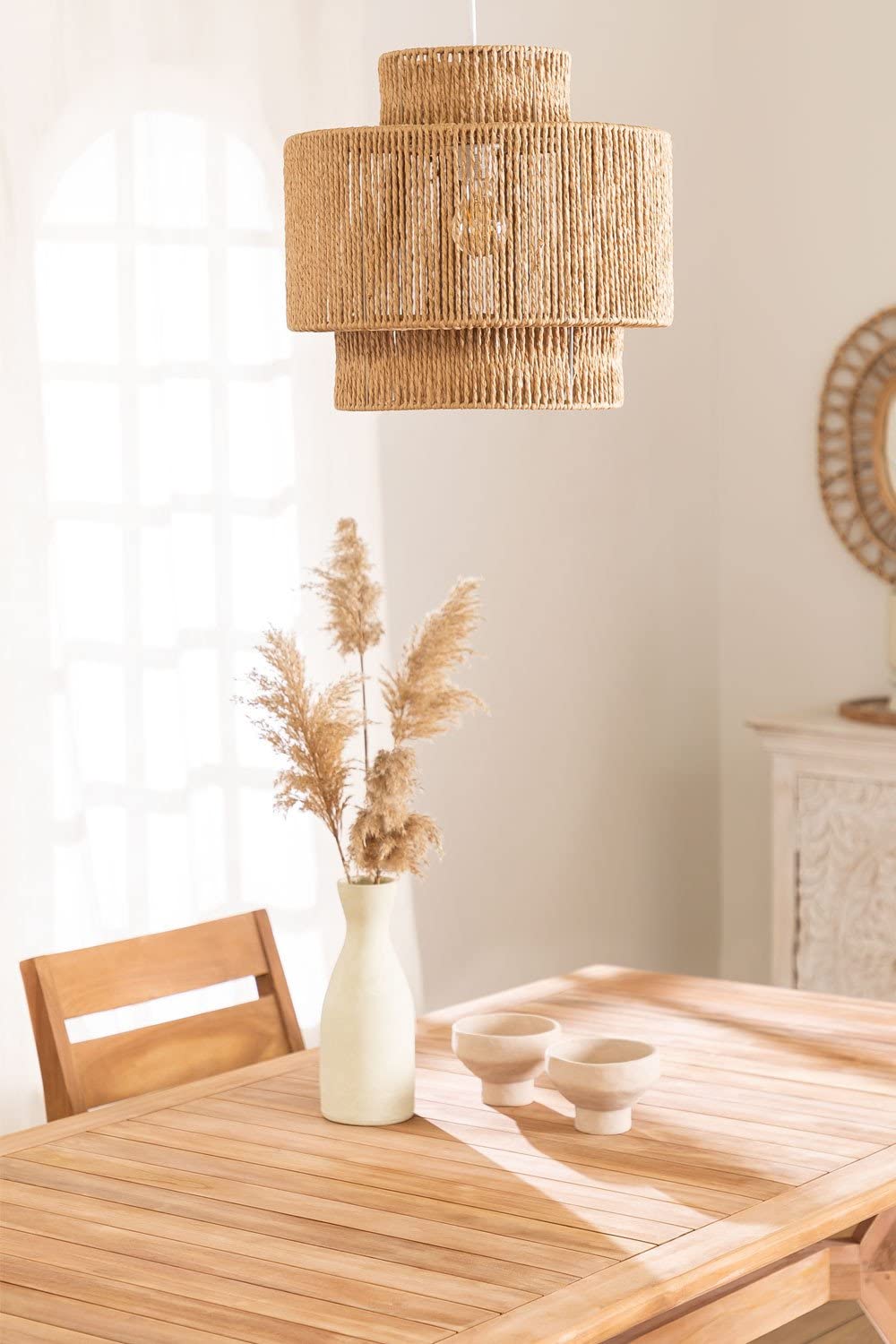 Sklum Kena lampada a sospensione carta Ø40 cm rattan