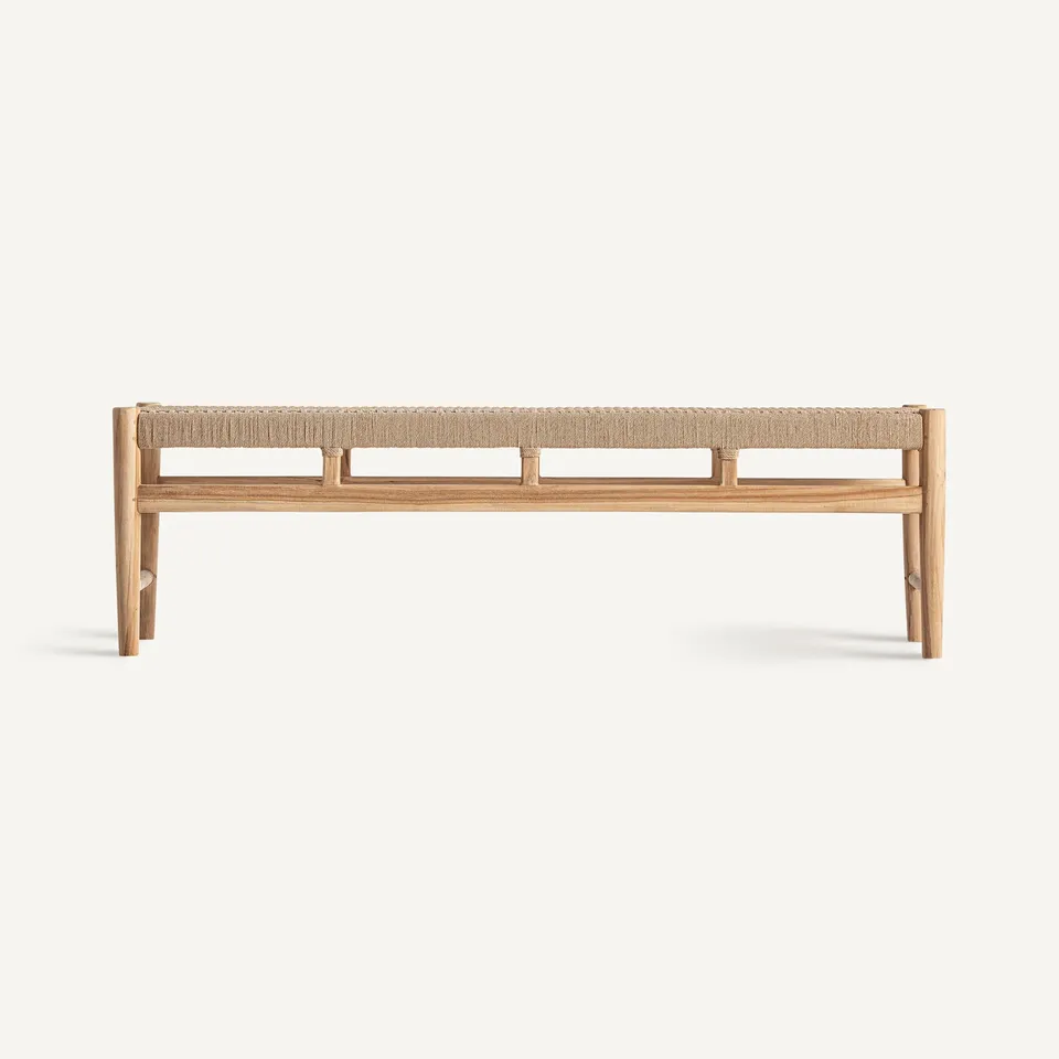 Bambua Caen Bench panca in teak e seagrass