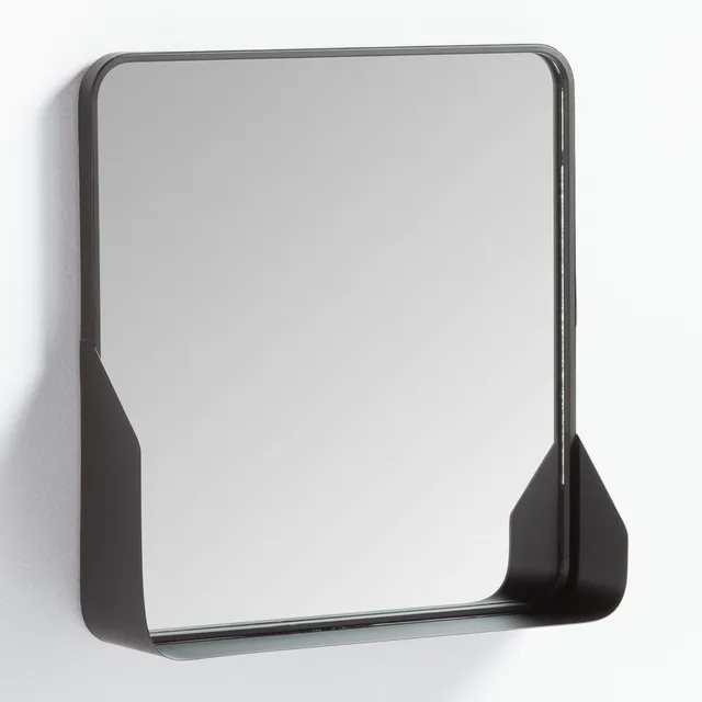 Sklum Arso specchio quadrato a parete nero 51 cm mensola