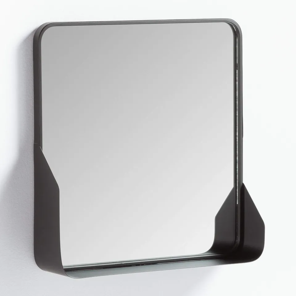Sklum Arso specchio quadrato a parete nero 51 cm mensola