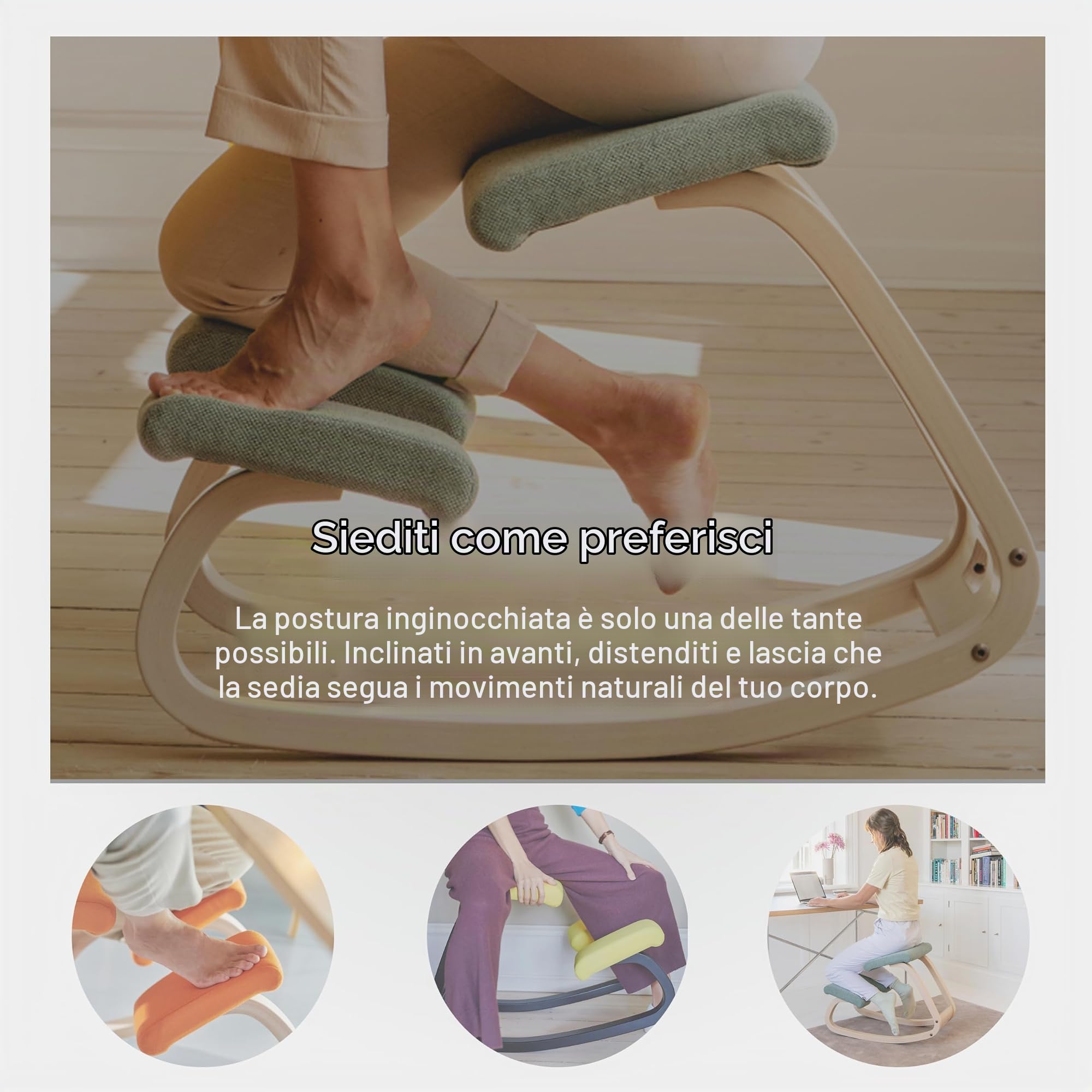 Varier Variable sedia ergonomica inginocchiata nera