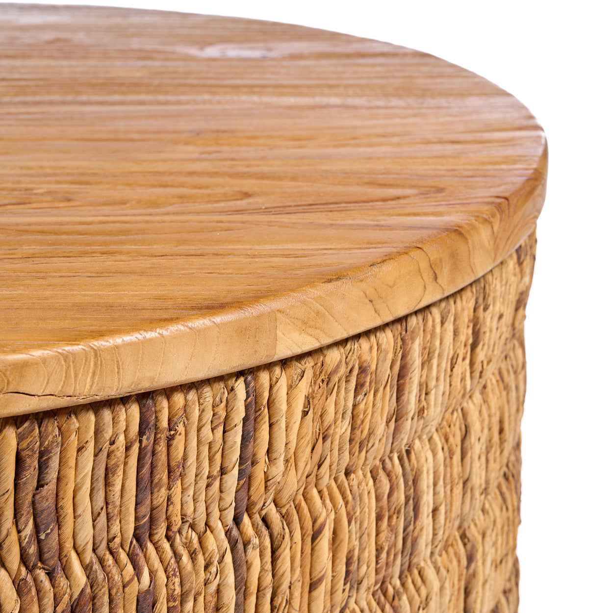 Bambua Abaca Round Natural Magani tavolino teak naturale