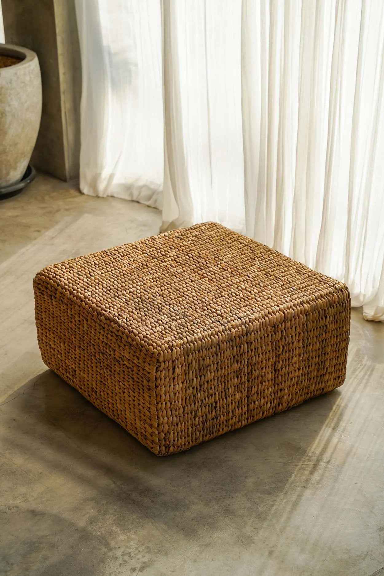 Bambua Hyacinth pouf quadrato naturale M giacinto d’acqua