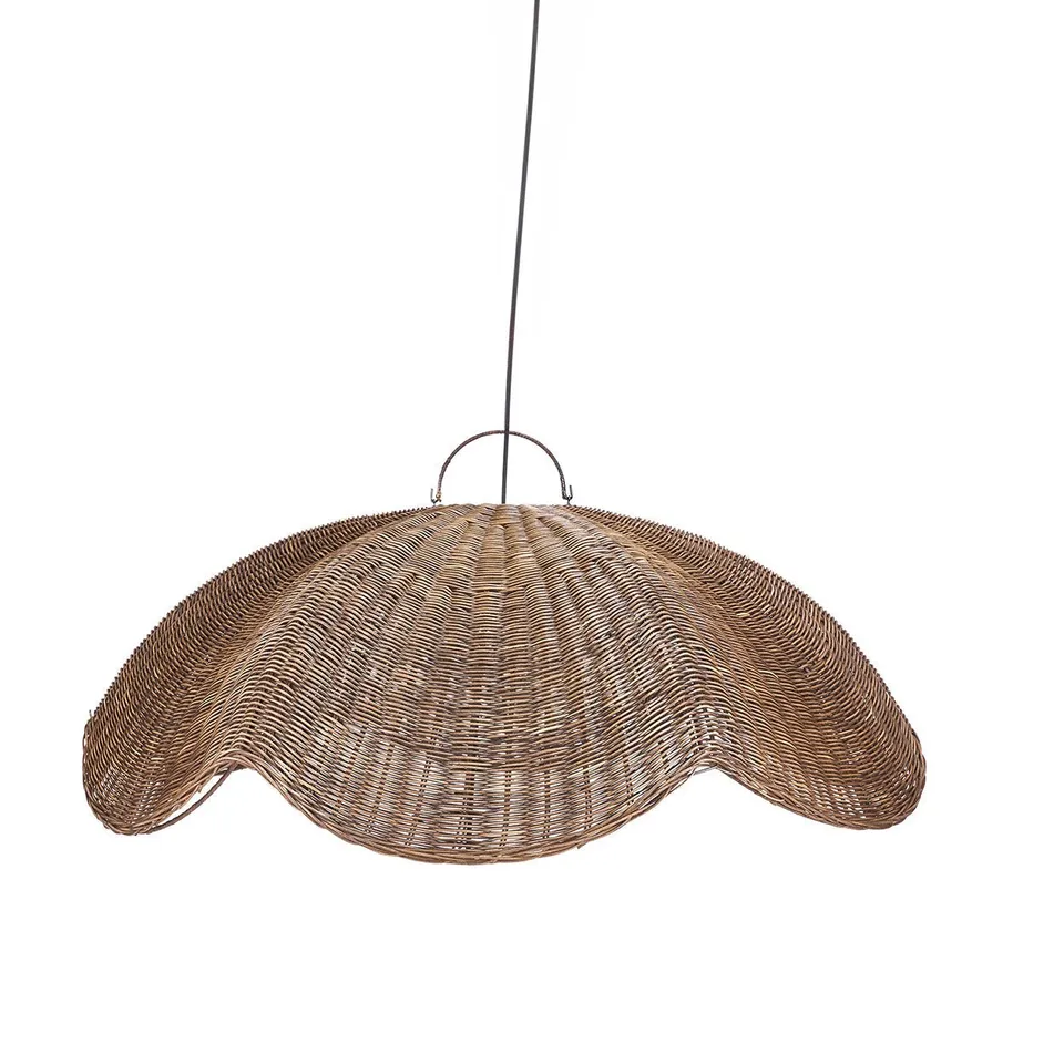 Bambua Wave Sospensione Noce Scuro L in rattan