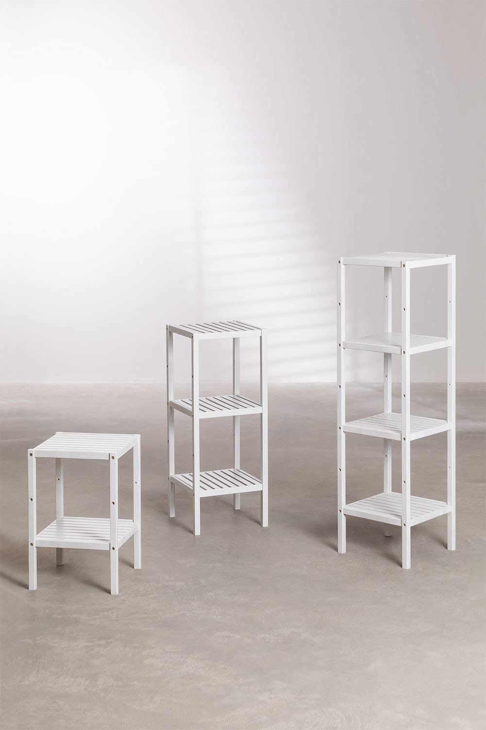 Sklum Zarak scaffale bambù bianco legno 145,5 cm