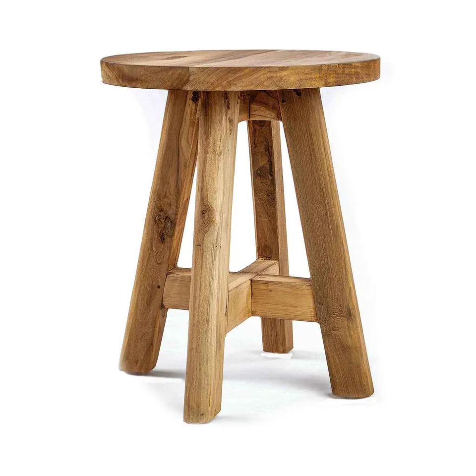 Bambua Atziri sgabello teak naturale rotondo
