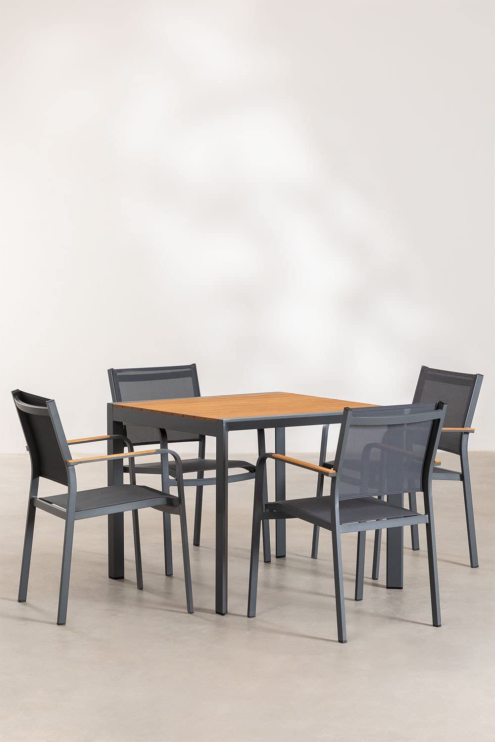 Sklum Supreme Set Tavolo 90x90 + 4 Sedie Archer Antracite