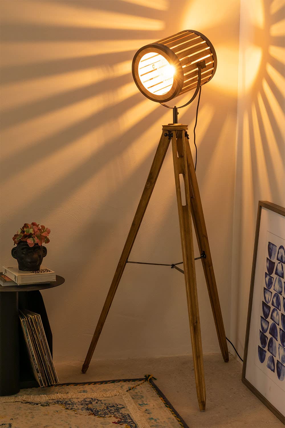 Sklum Bamb lampada da terra treppiede black natural 160 cm