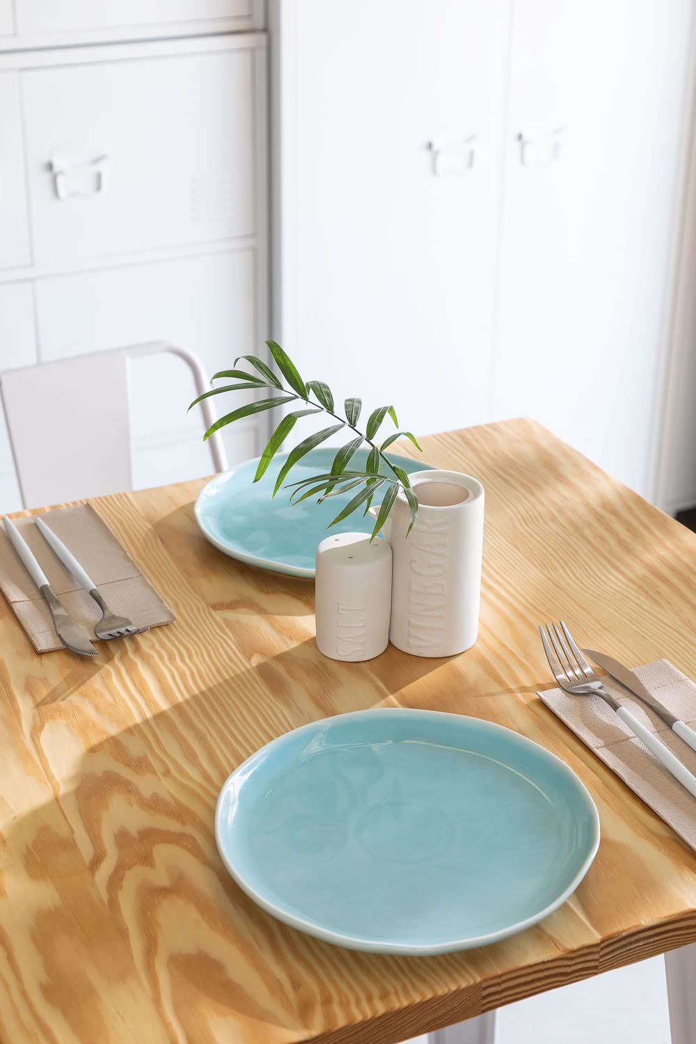 Sklum Lix tavolo alto 60x60 cm bianco legno naturale