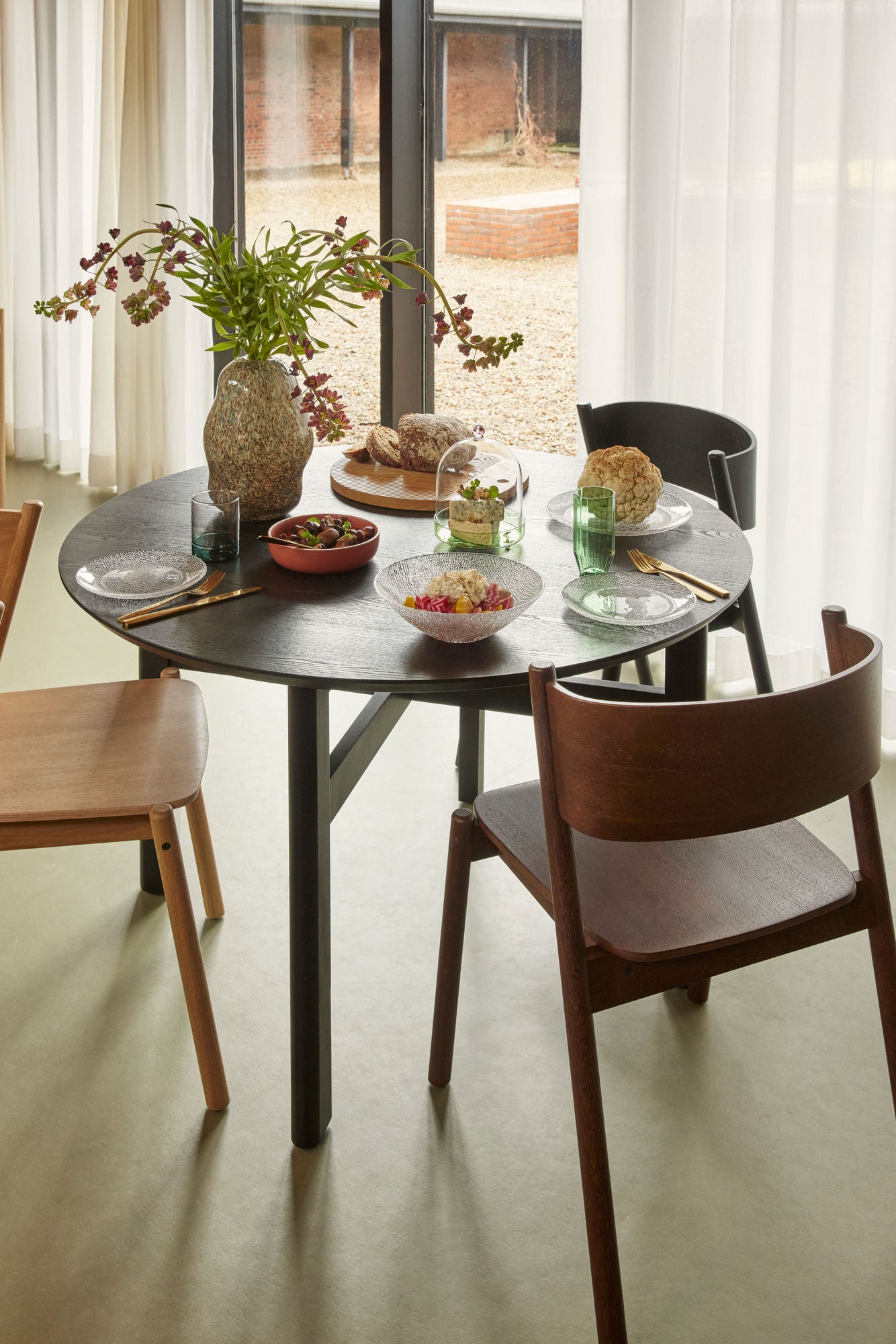 Bambua Oblique sedia da pranzo rovere naturale impilabile