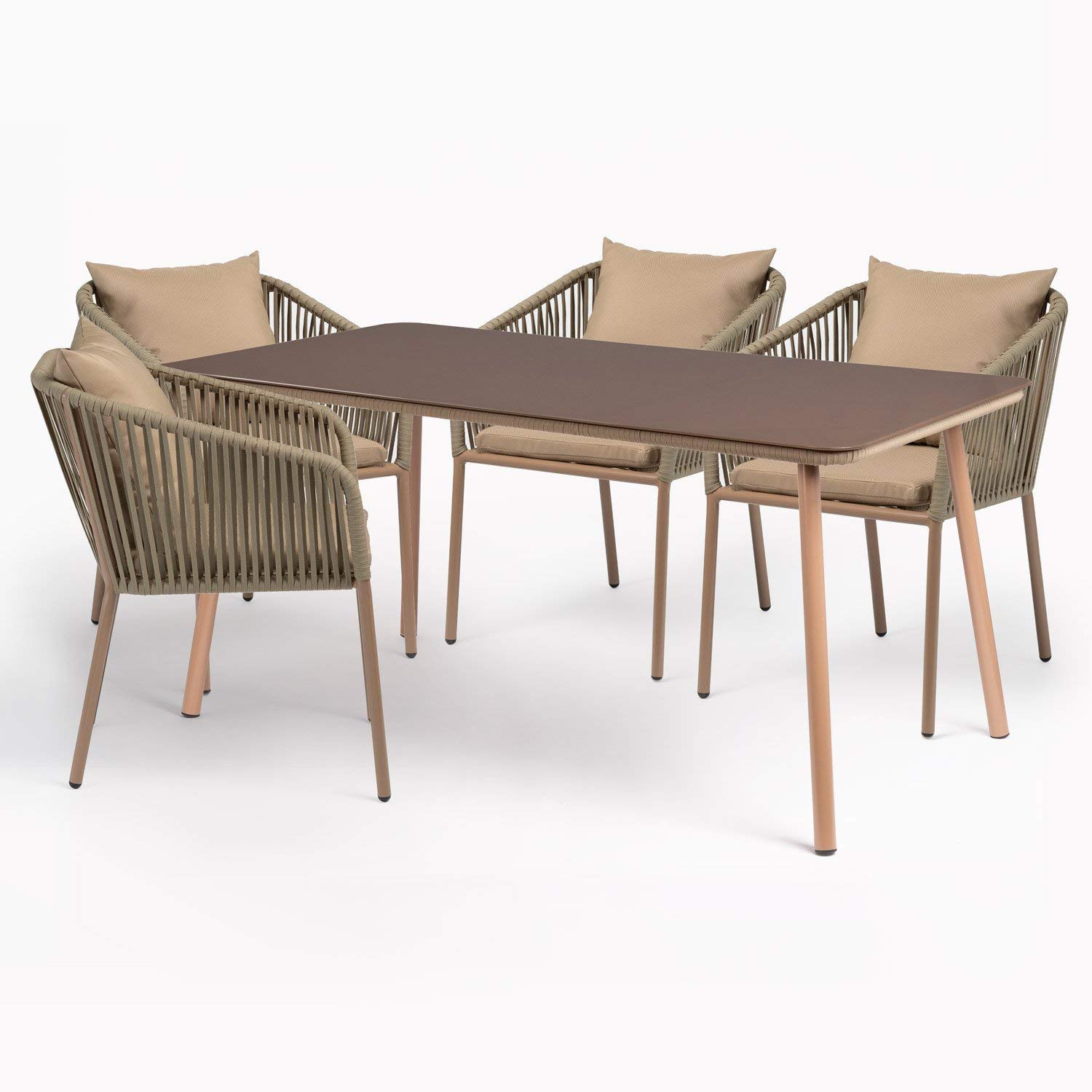 Sklum Arhiza Set Tavolo e 4 Sedie Classic Alluminio Vetro
