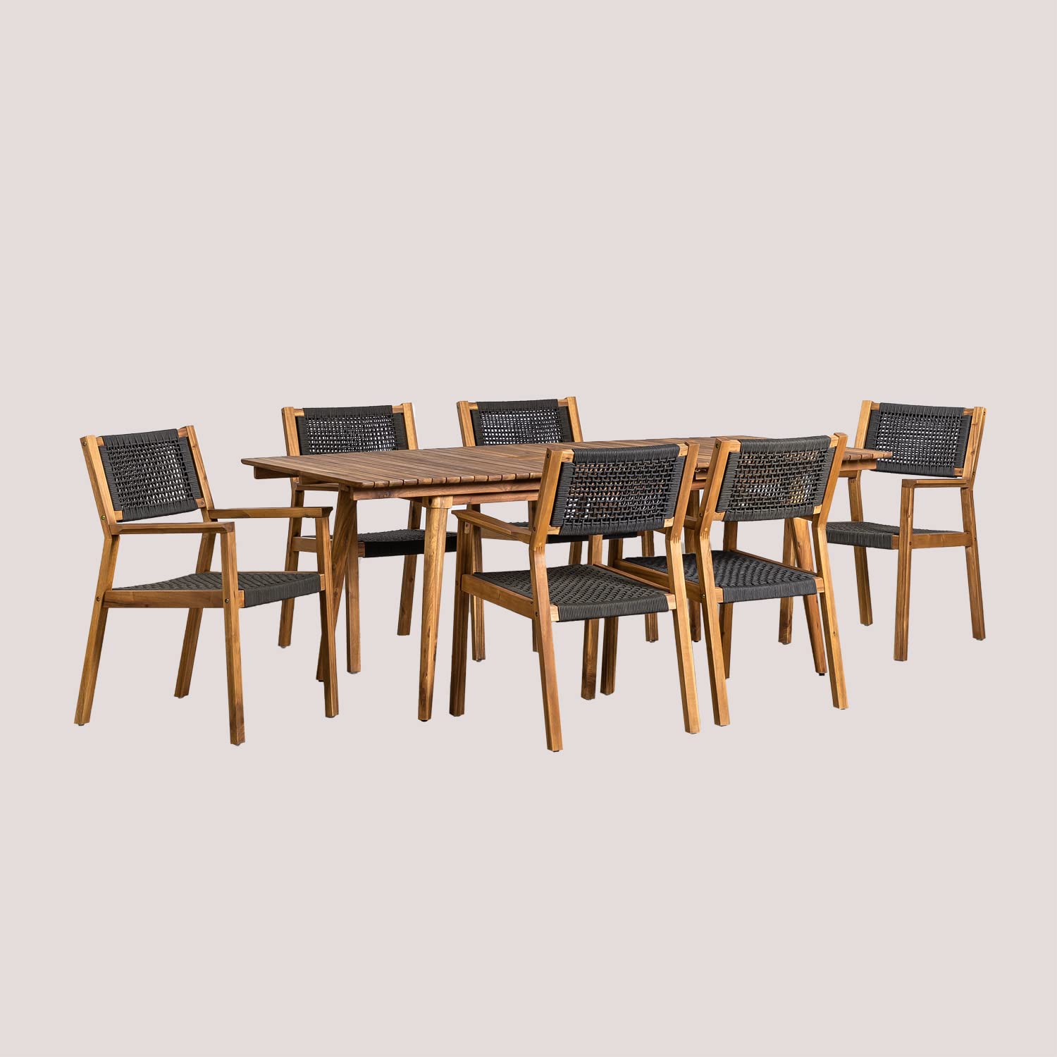 Sklum Tenay set tavolo allungabile 6 sedie giardino acacia