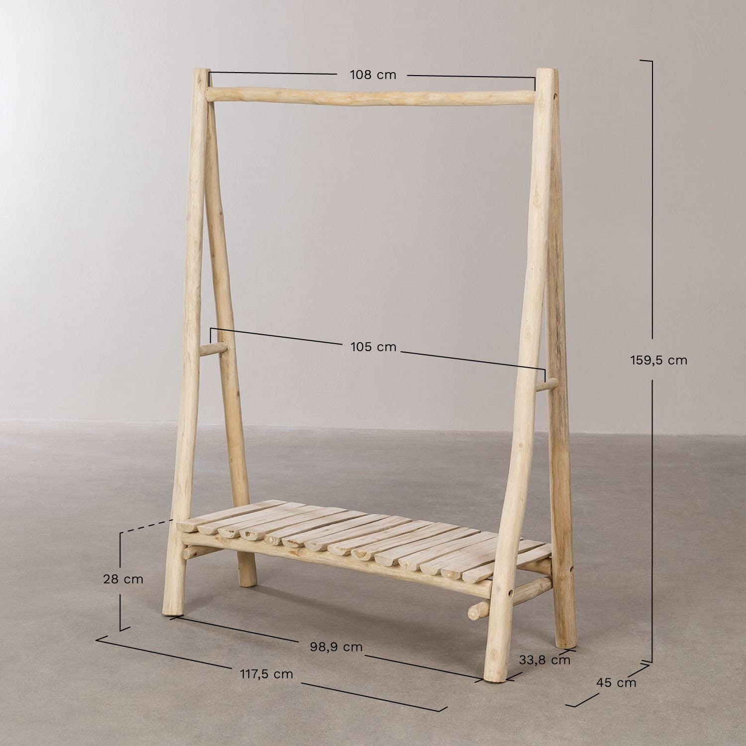 Sklum Fadyla Appendiabiti Legno Teak con Panca