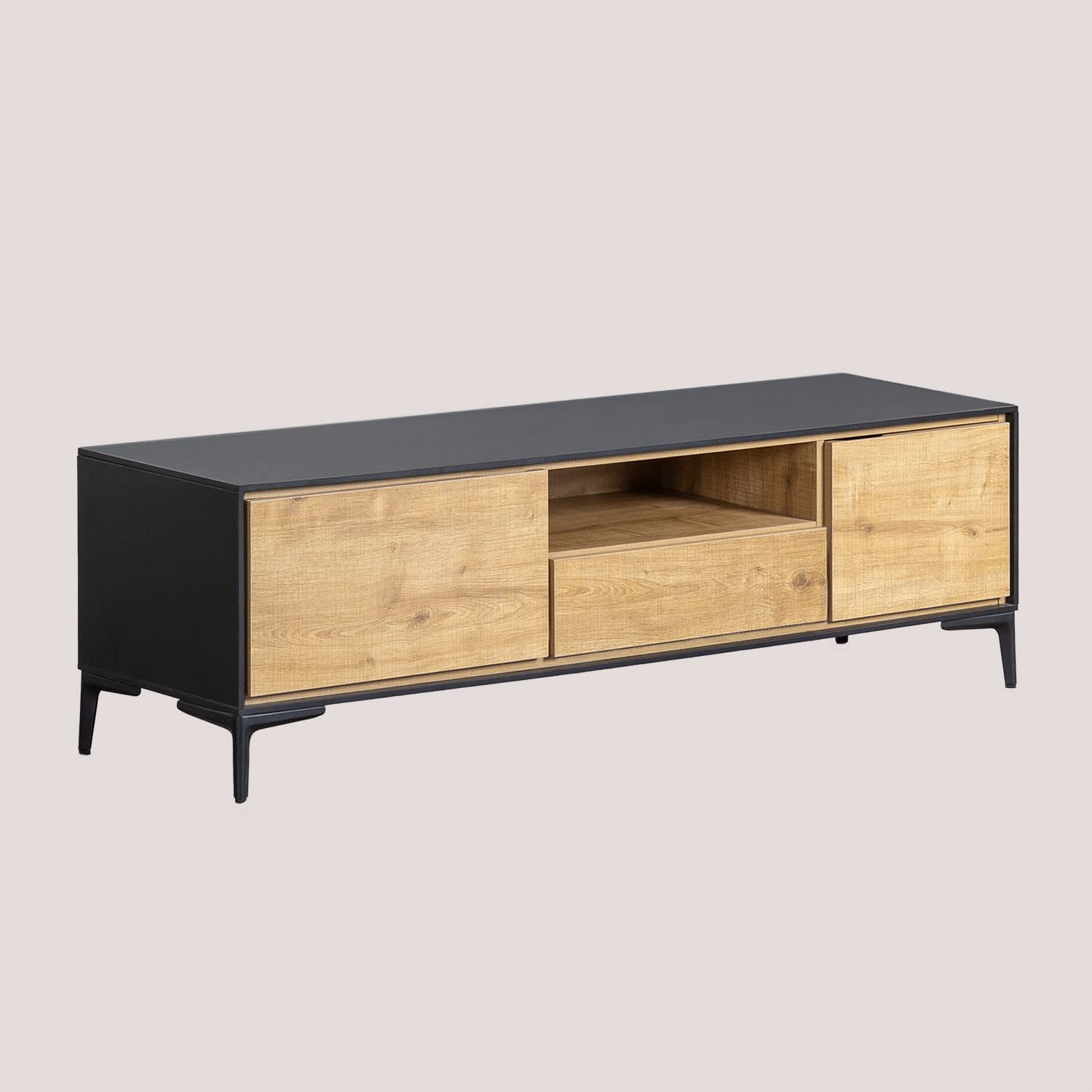 Sklum Danae Mobile TV Black Natural in MDF e Ferro