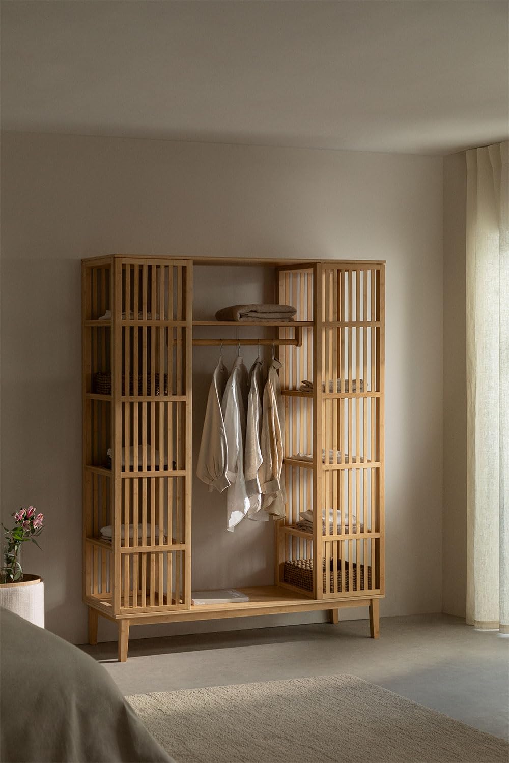 Sklum Albin armadio aperto bambù 140 cm naturale