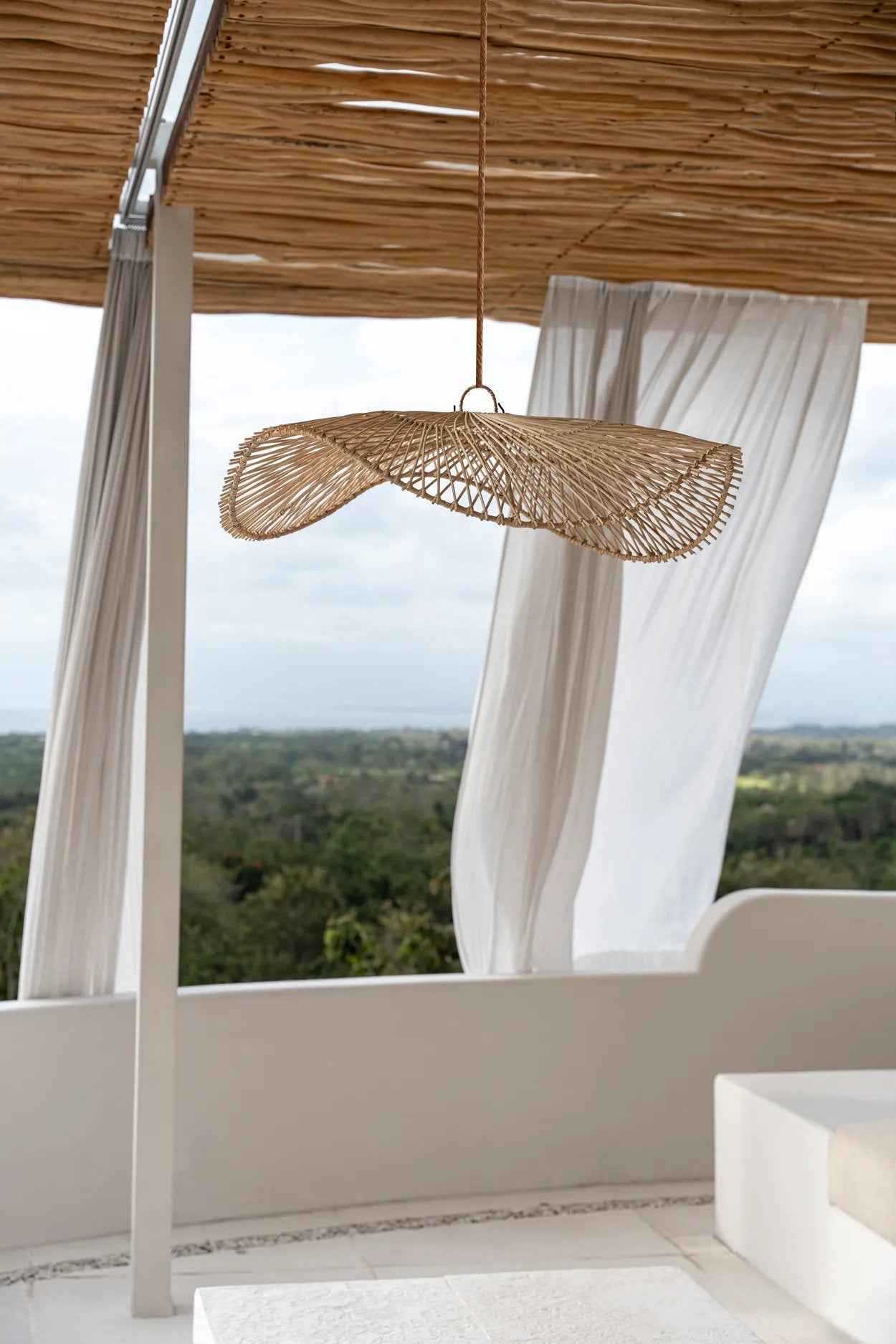 Bambua Chapeau sospensione rattan naturale L