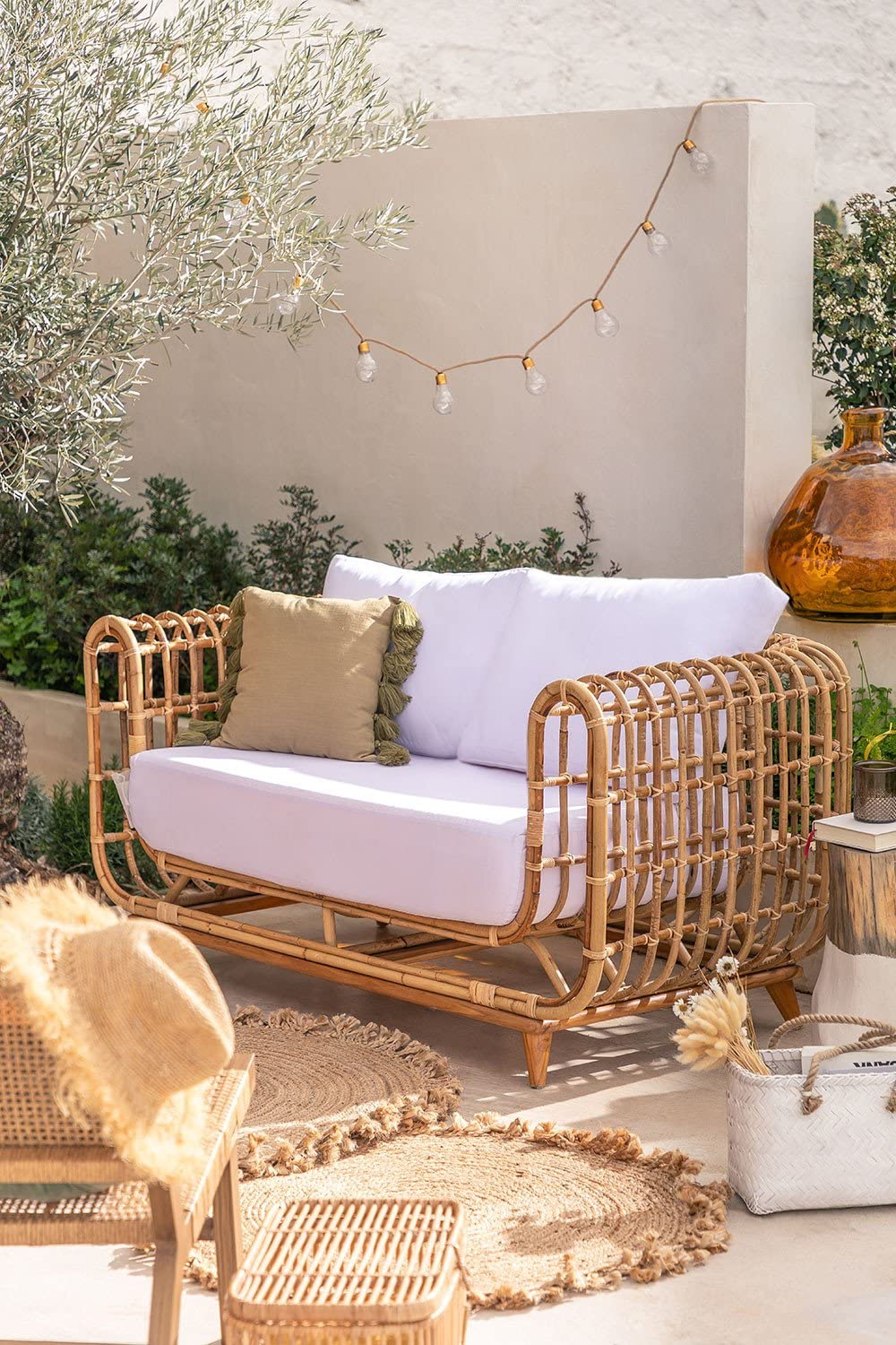Sklum Zenta divano da giardino 2 posti rattan marrone