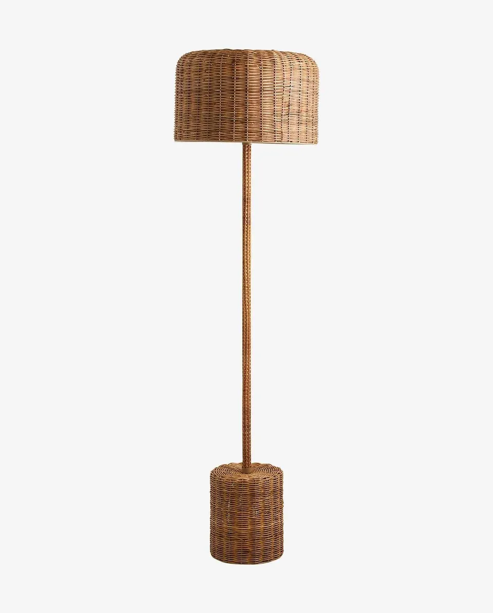 Bambua Cane lampada da terra in rattan naturale