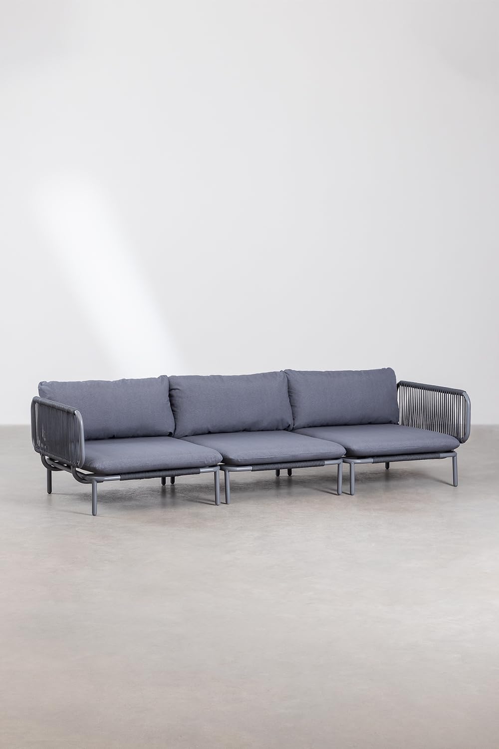 Sklum Roubly Style divano giardino modulare 3 pezzi grigio