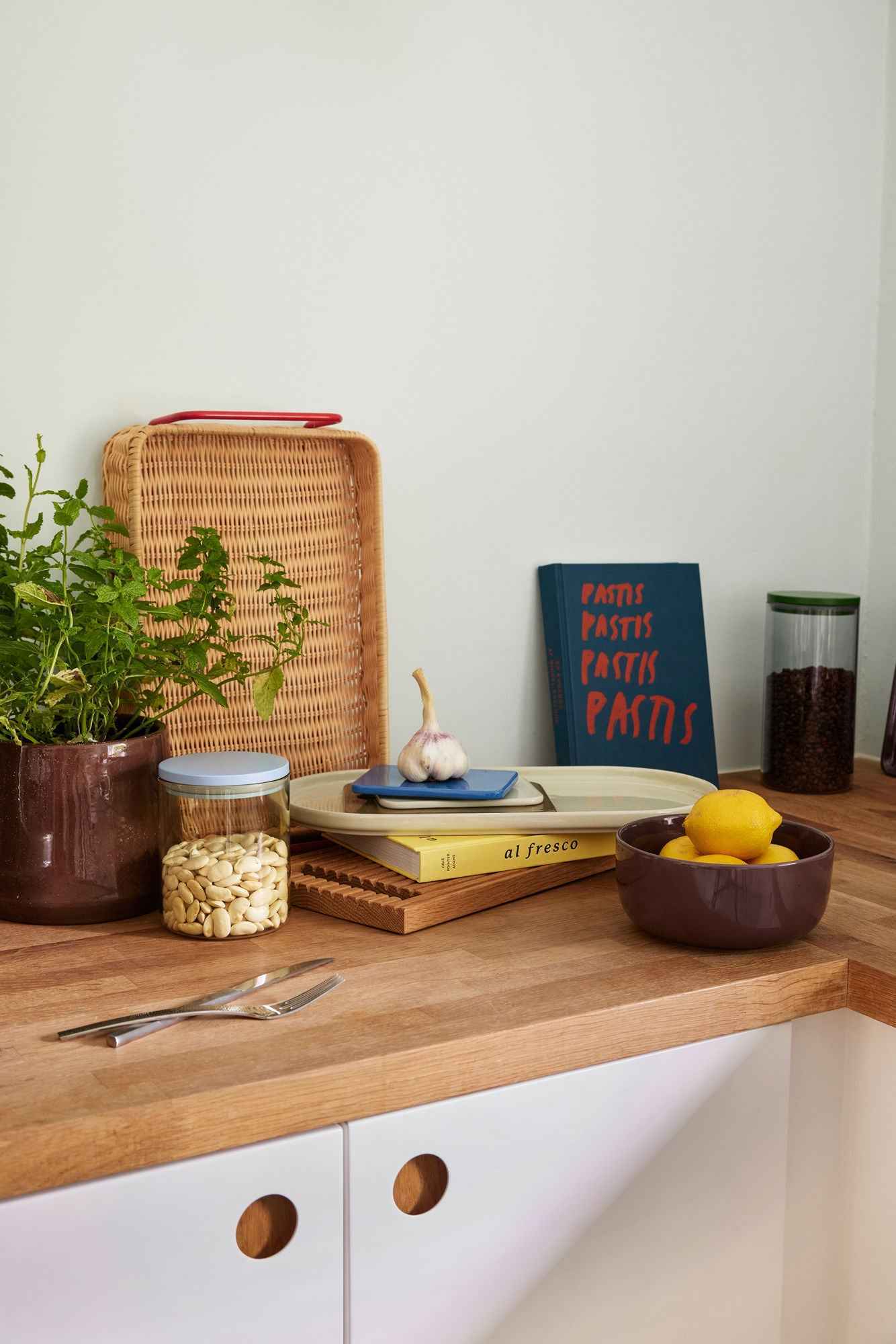 Bambua Splint vassoio rattan rosso naturale