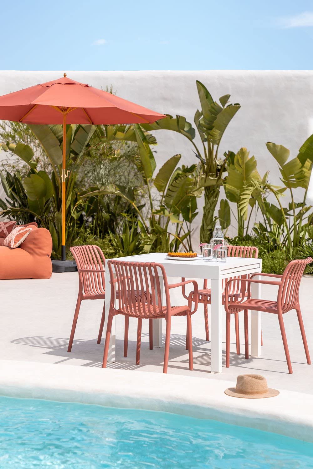 Sklum Wendell Sedia da Giardino con Braccioli Rosso Anti UV