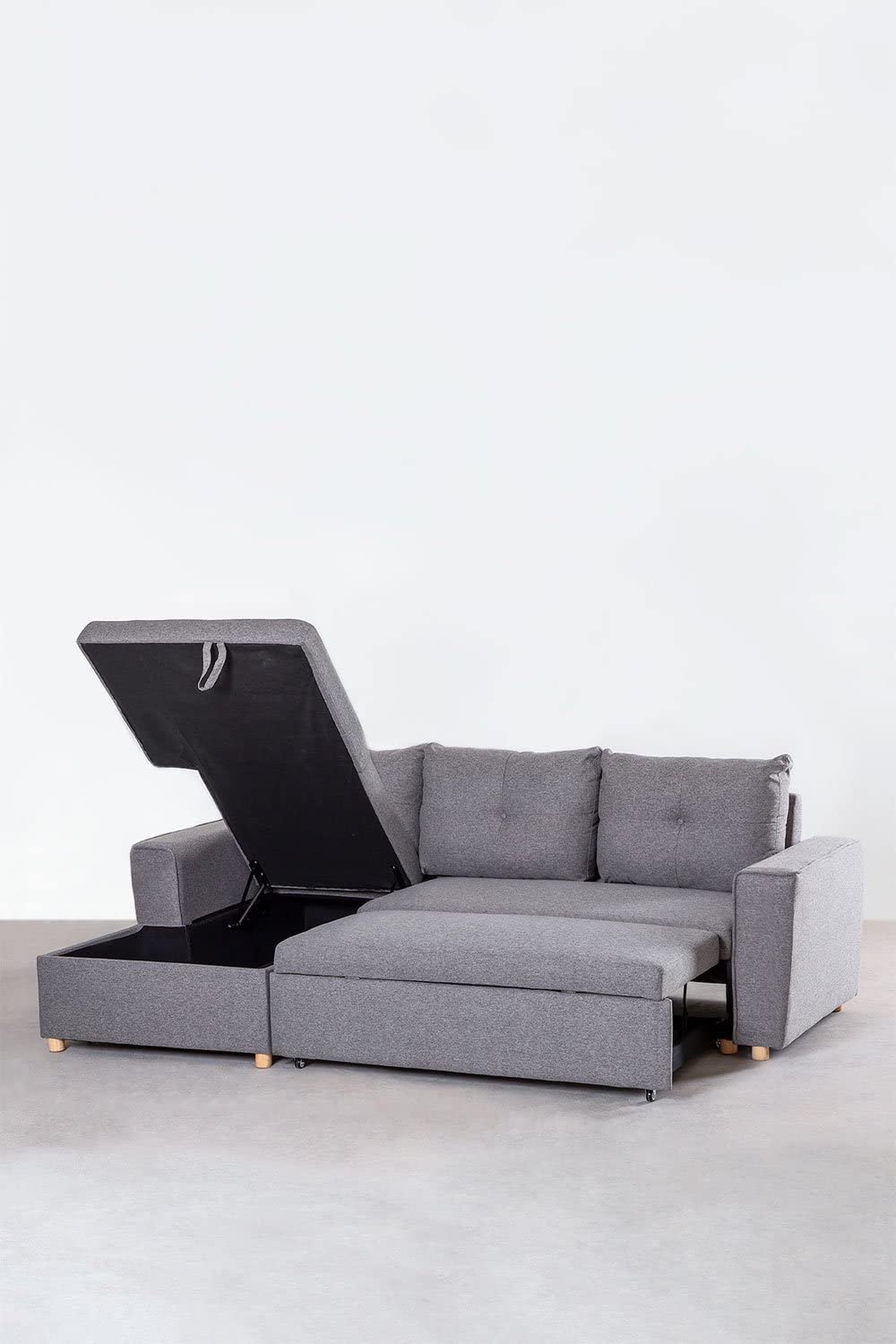Sklum Calvin Divano Letto Chaise Longue 3 Posti Grigio Scuro