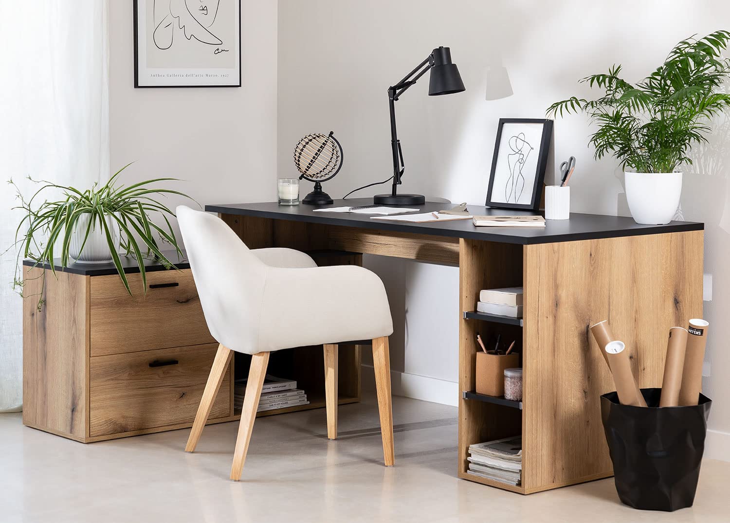 Sklum Taluk tavolo ufficio a L in legno rovere