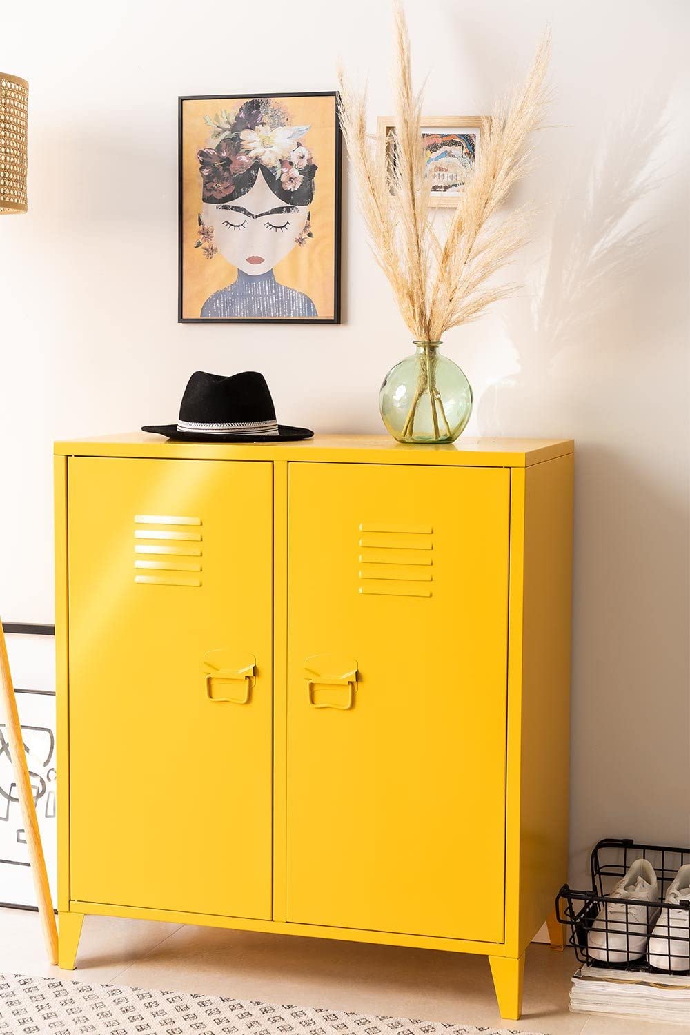 Sklum Pohpli credenza 2 ante 80 cm giallo curry acciaio