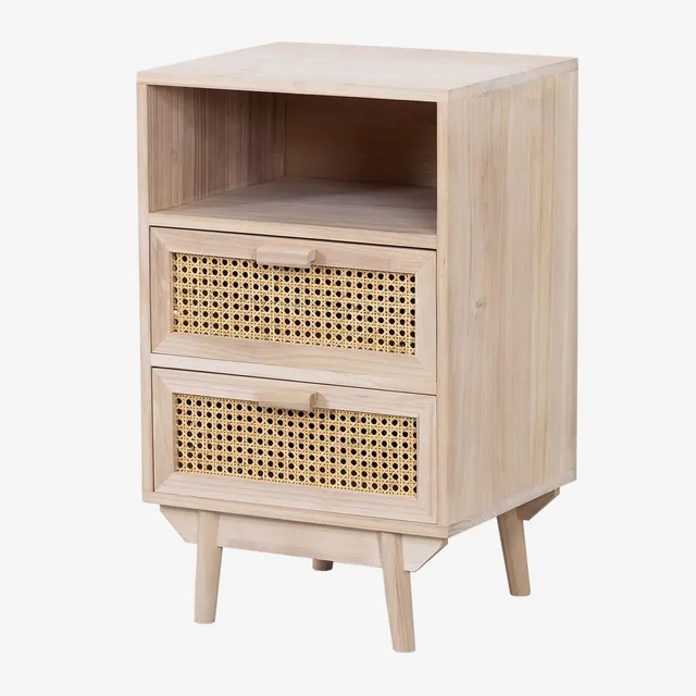 Sklum Ralik comodino alto con contenitore rattan
