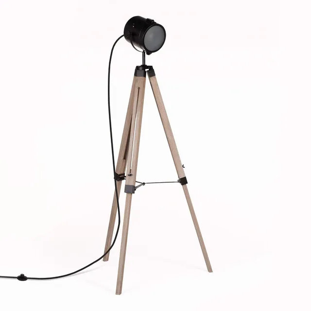 Sklum Zousc lampada da terra nero naturale in legno