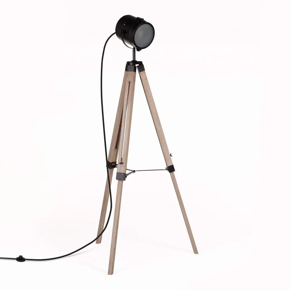 Sklum Zousc lampada da terra nero naturale in legno
